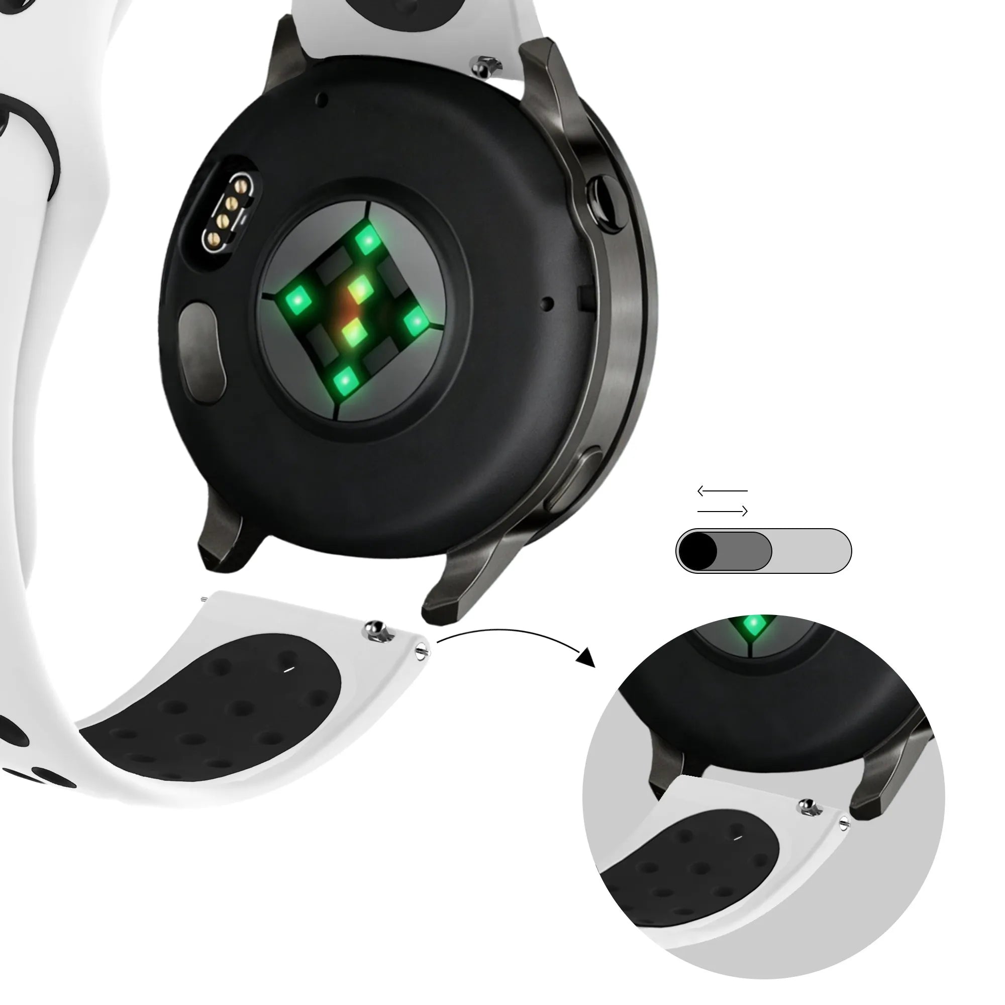 Bandz Garmin Forerunner 265 Sport Strap 'Deluxe' (White/Black)