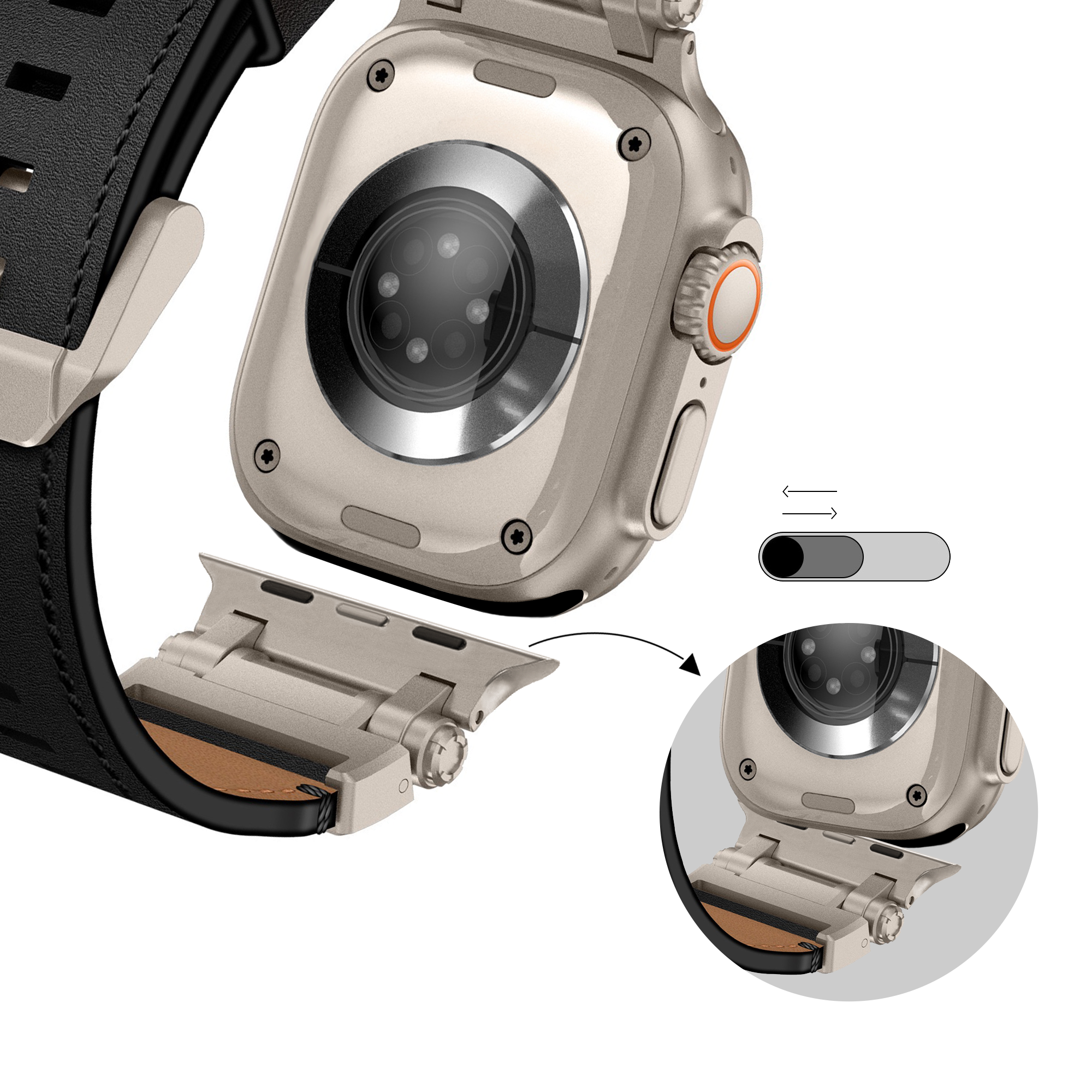 Bandz Correa cuero 'Explorer' Apple Watch Ultra (negro)