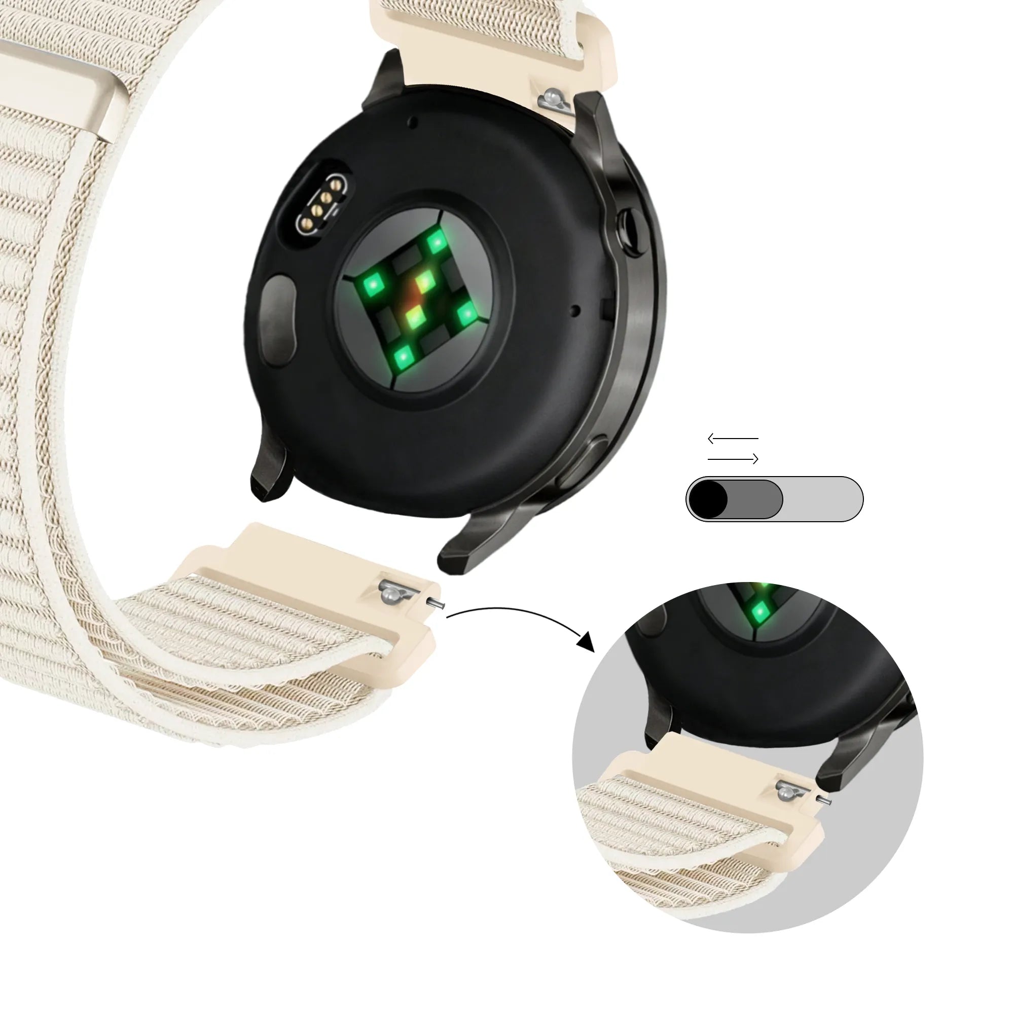 Bandz Correa nylon 'Wave' Garmin Vivoactive 3 (blanco estrella)