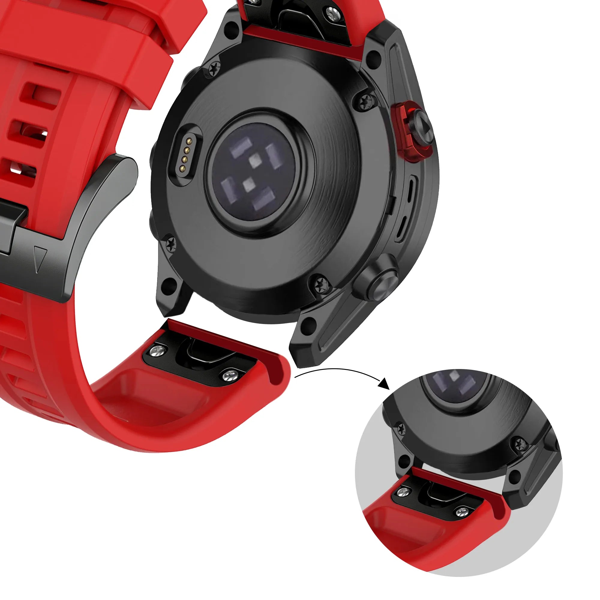 Bandz Garmin Quatix 8 - 51mm Silicone Strap 'Classic' (Red)