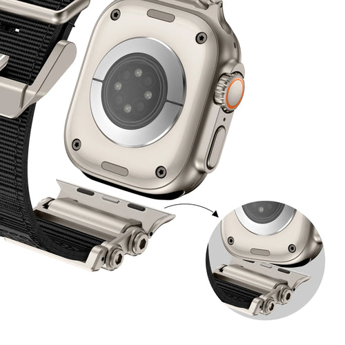 Bandz Correa nylon 'Explorer' Apple Watch (negro con titanio)