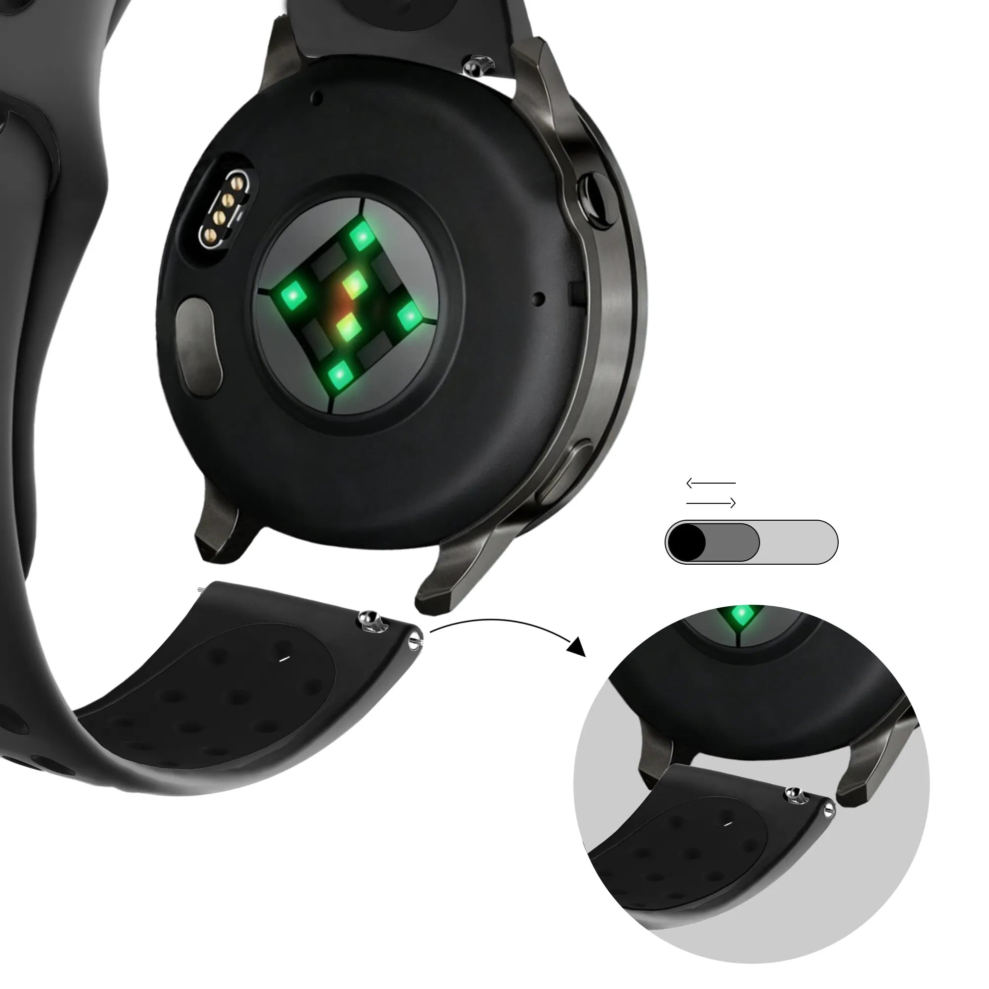 Bandz Correa deportiva 'Deluxe' Garmin Venu 3 (gris oscuro/negro)