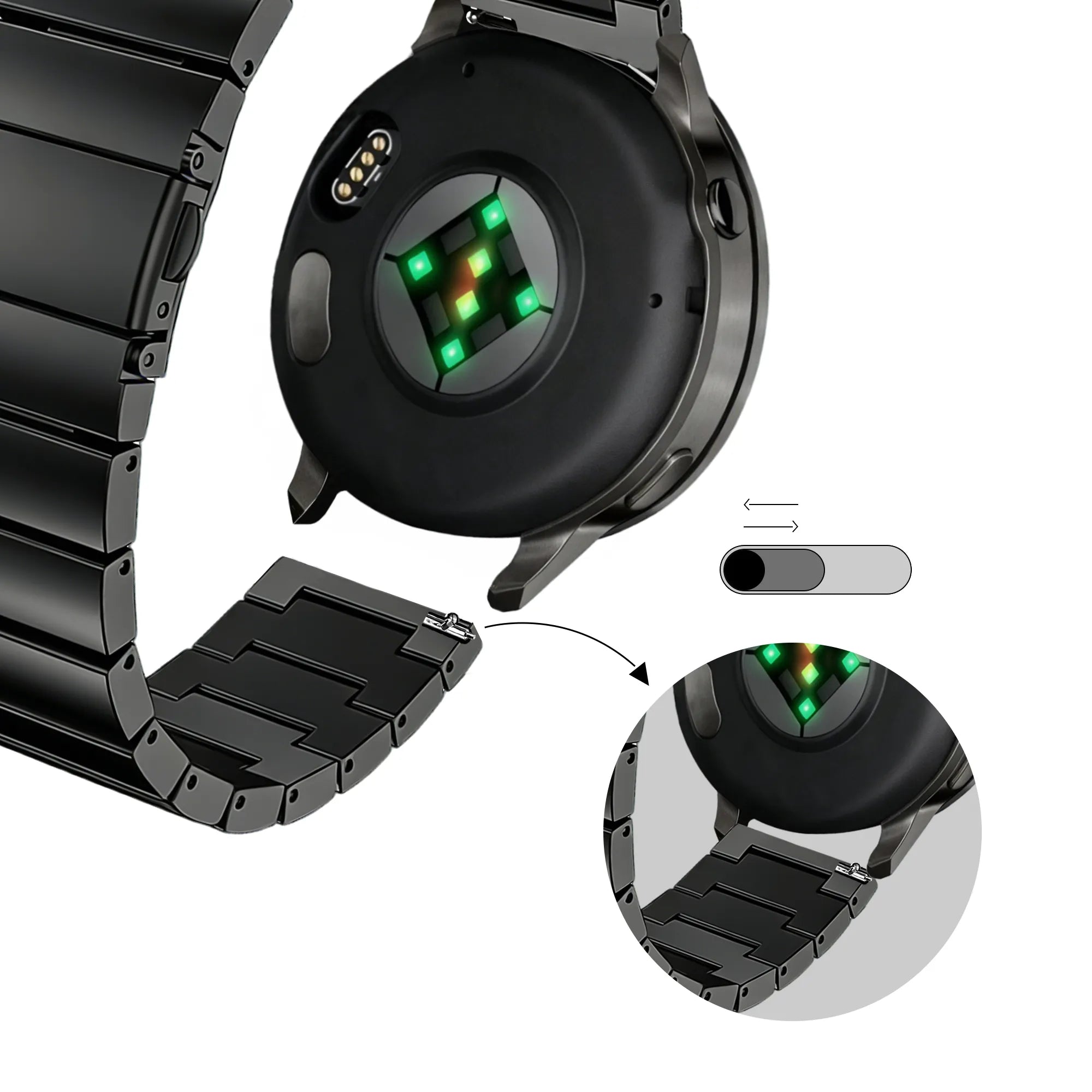Bandz Correa acero 'One Bead' Garmin Vivoactive 6 (negro)