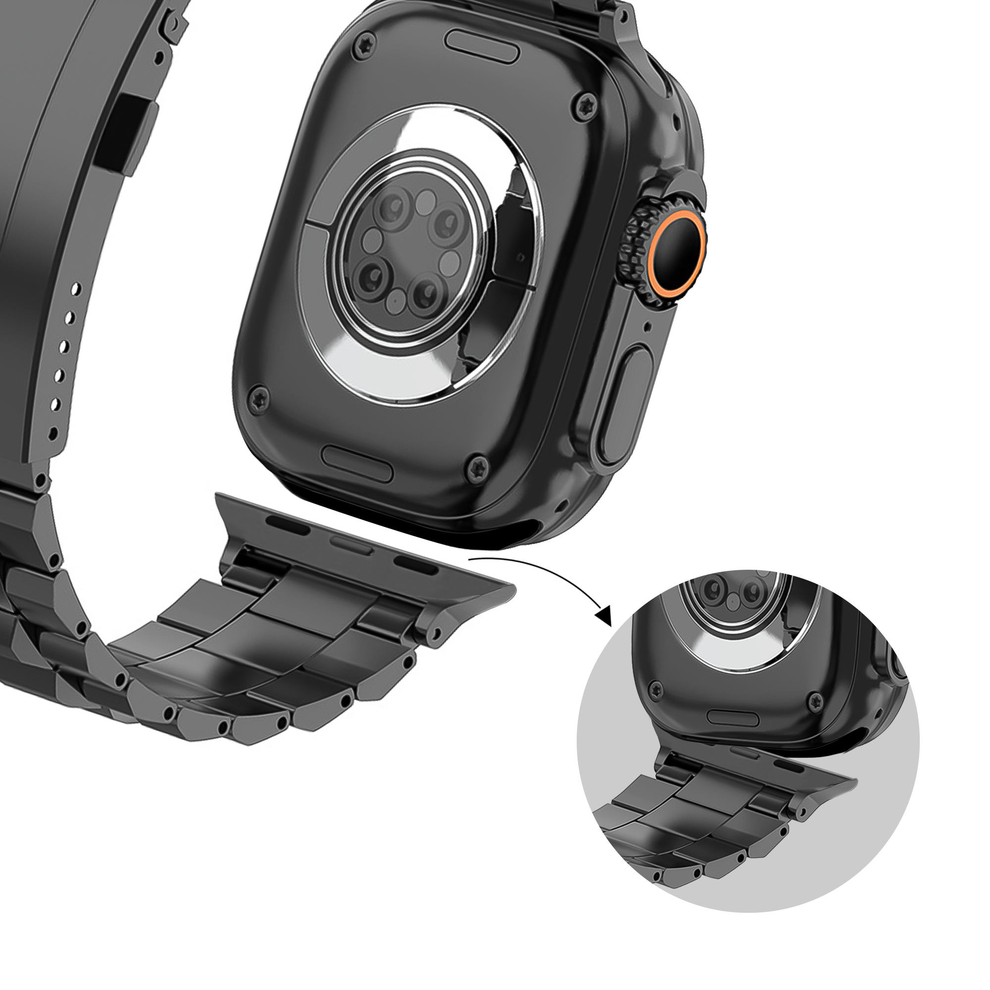 Bandz Correa titanio 'Deluxe' Apple Watch Ultra (negro)