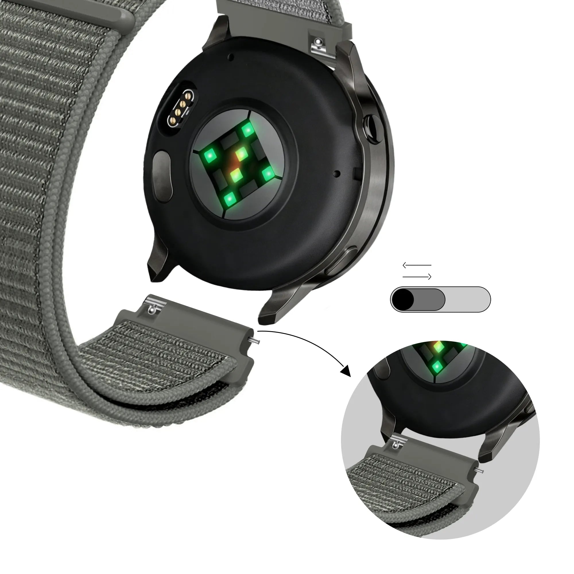 Bandz Correa nylon Loop Garmin Forerunner 265s (gris-verde)