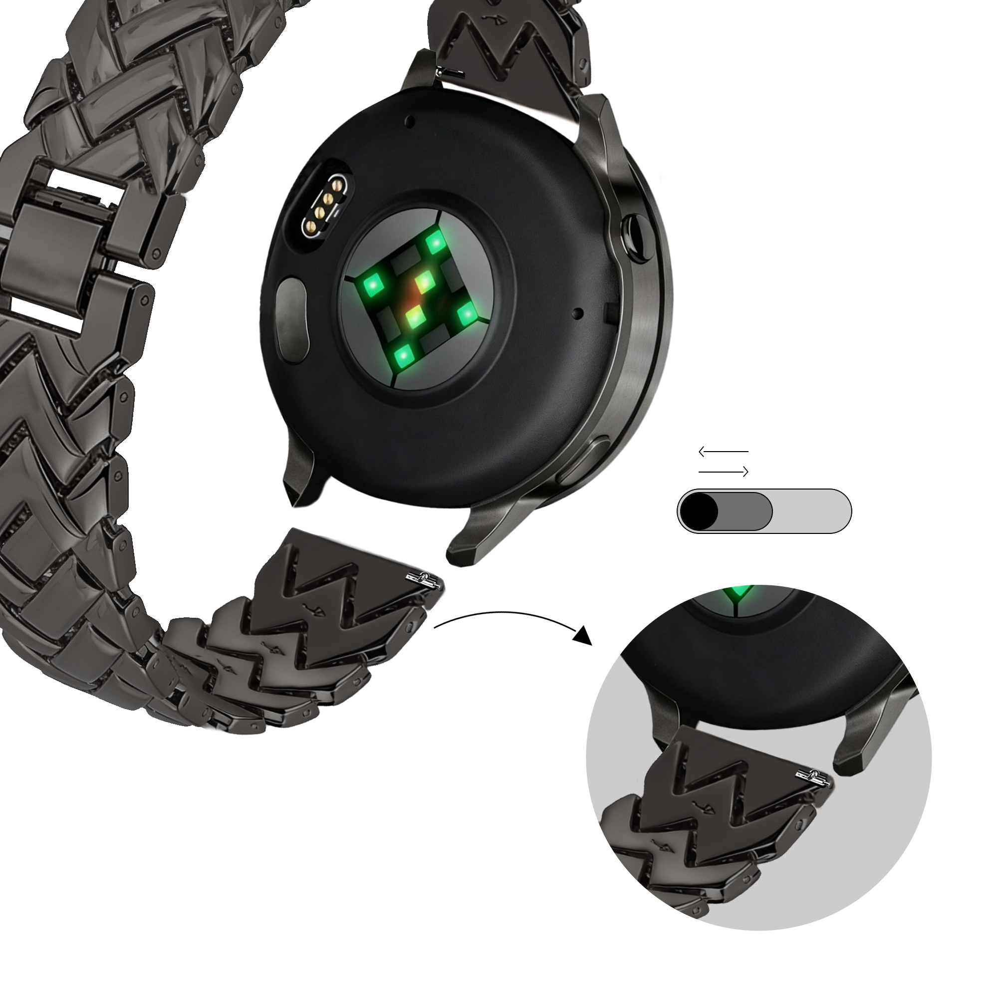 Bandz Correa metálica 'V-Type' Withings Steel HR - 36mm (negro)