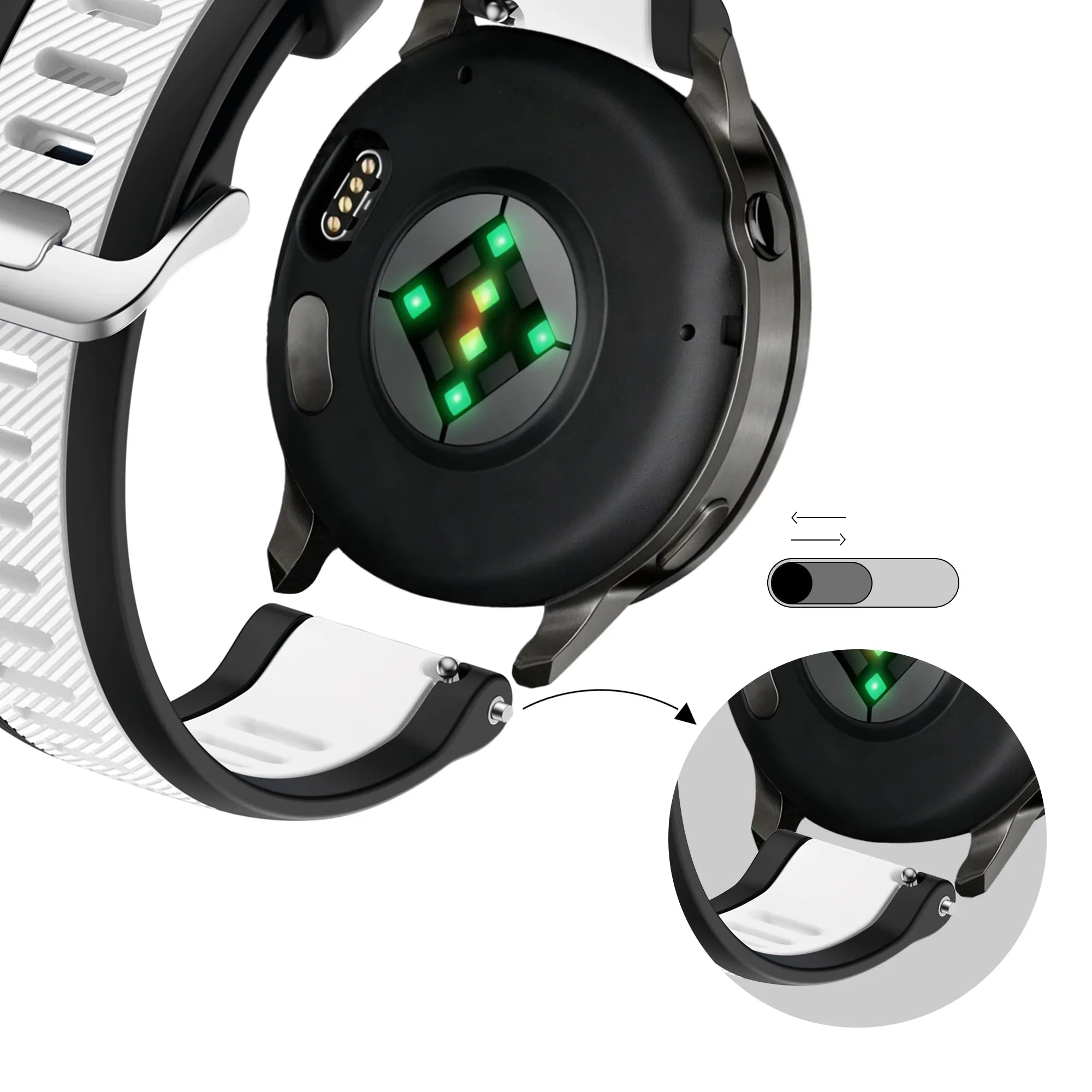 Bandz Correa deportiva 'Doble' con hebilla Garmin D2 Air X15 (negro/blanco)