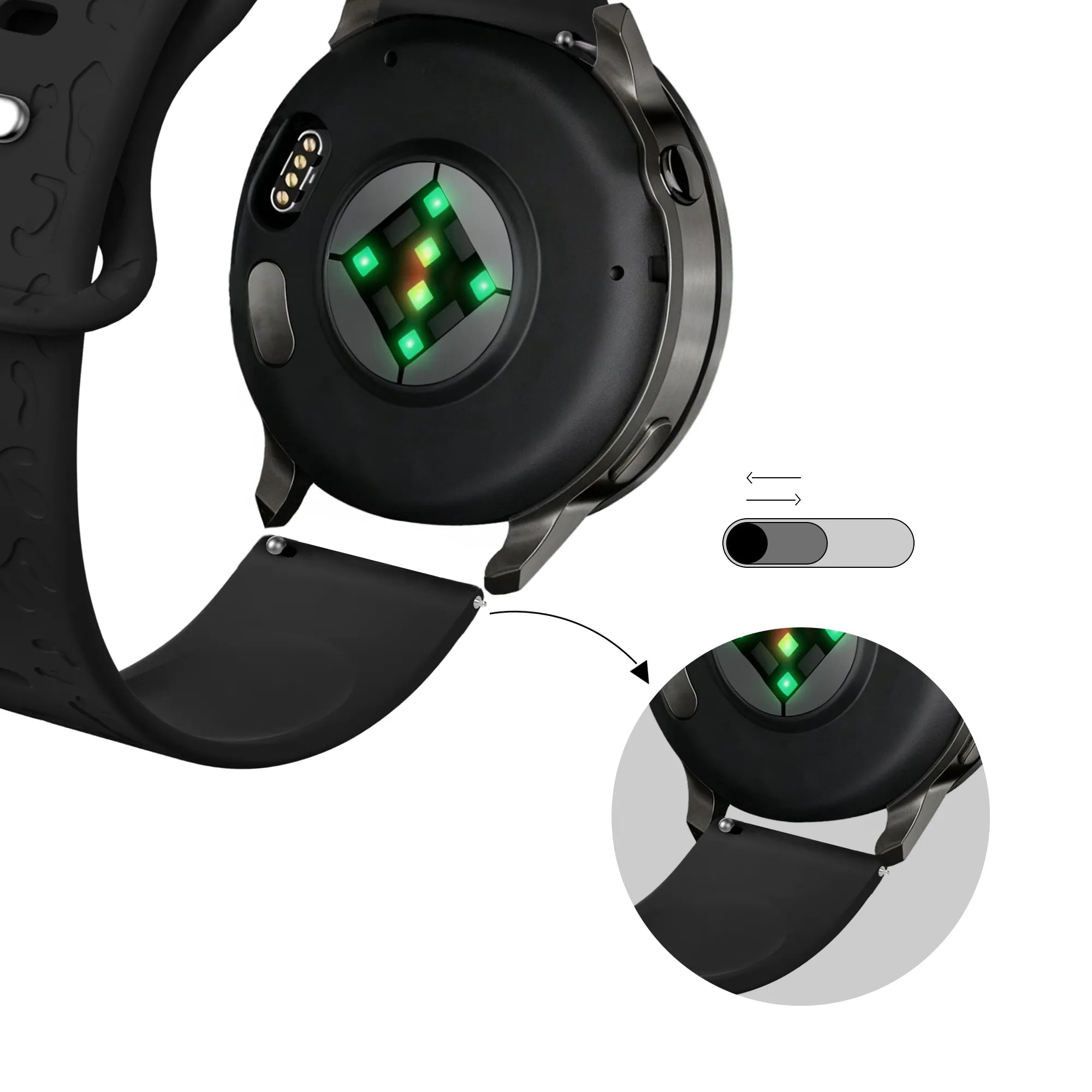 Bandz Garmin Vivomove Luxe Silicone Strap 'Leopard' (Black)