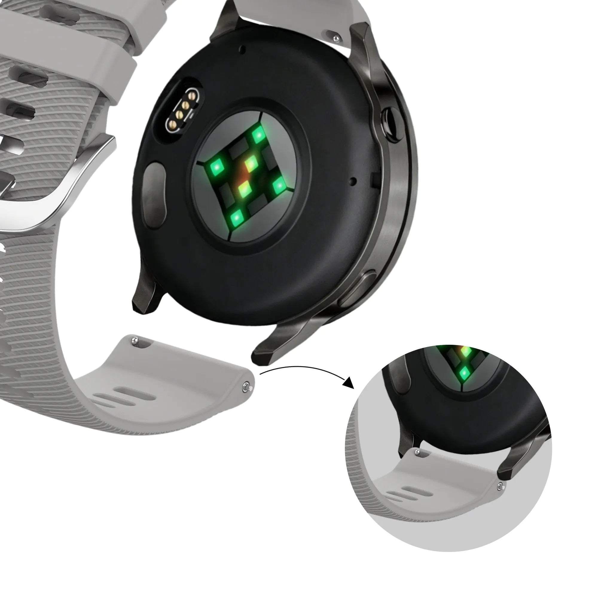 Bandz Garmin Vivoactive 4s Silicone Strap 'Deluxe' (Grey)