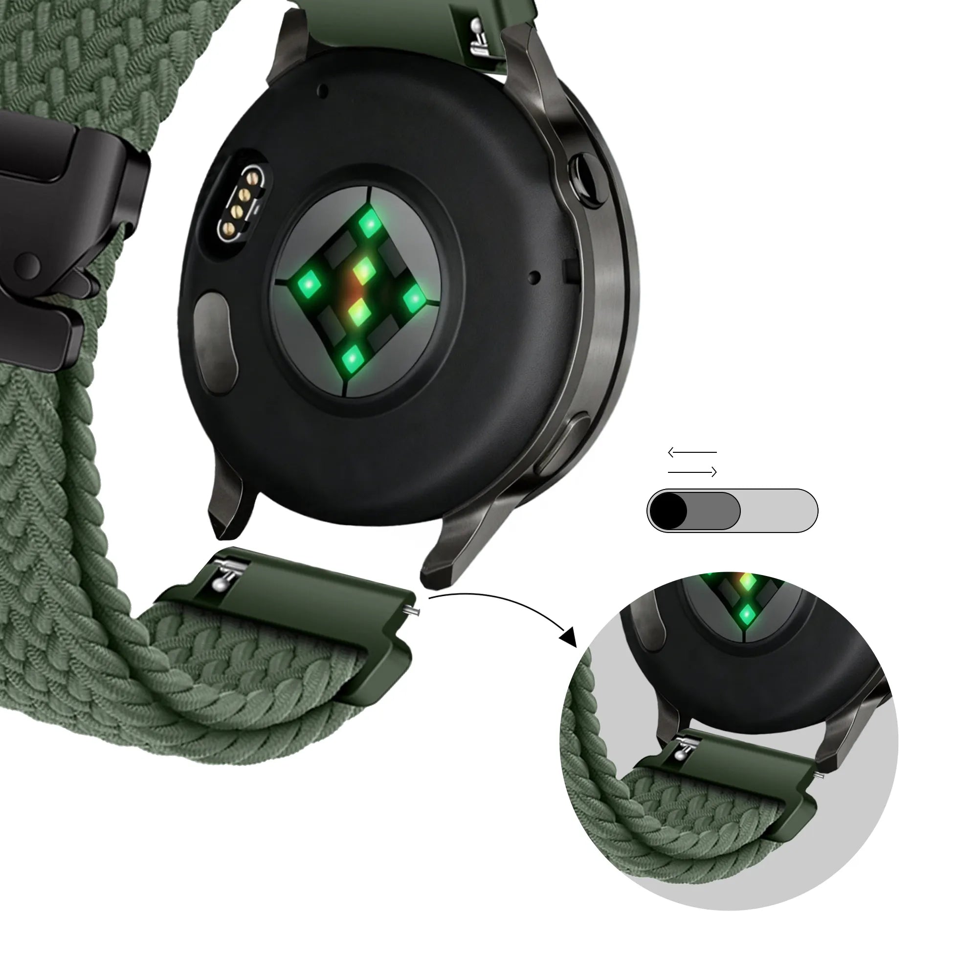 Bandz Garmin Forerunner 245 Braided Strap 'Parachute' (Green)