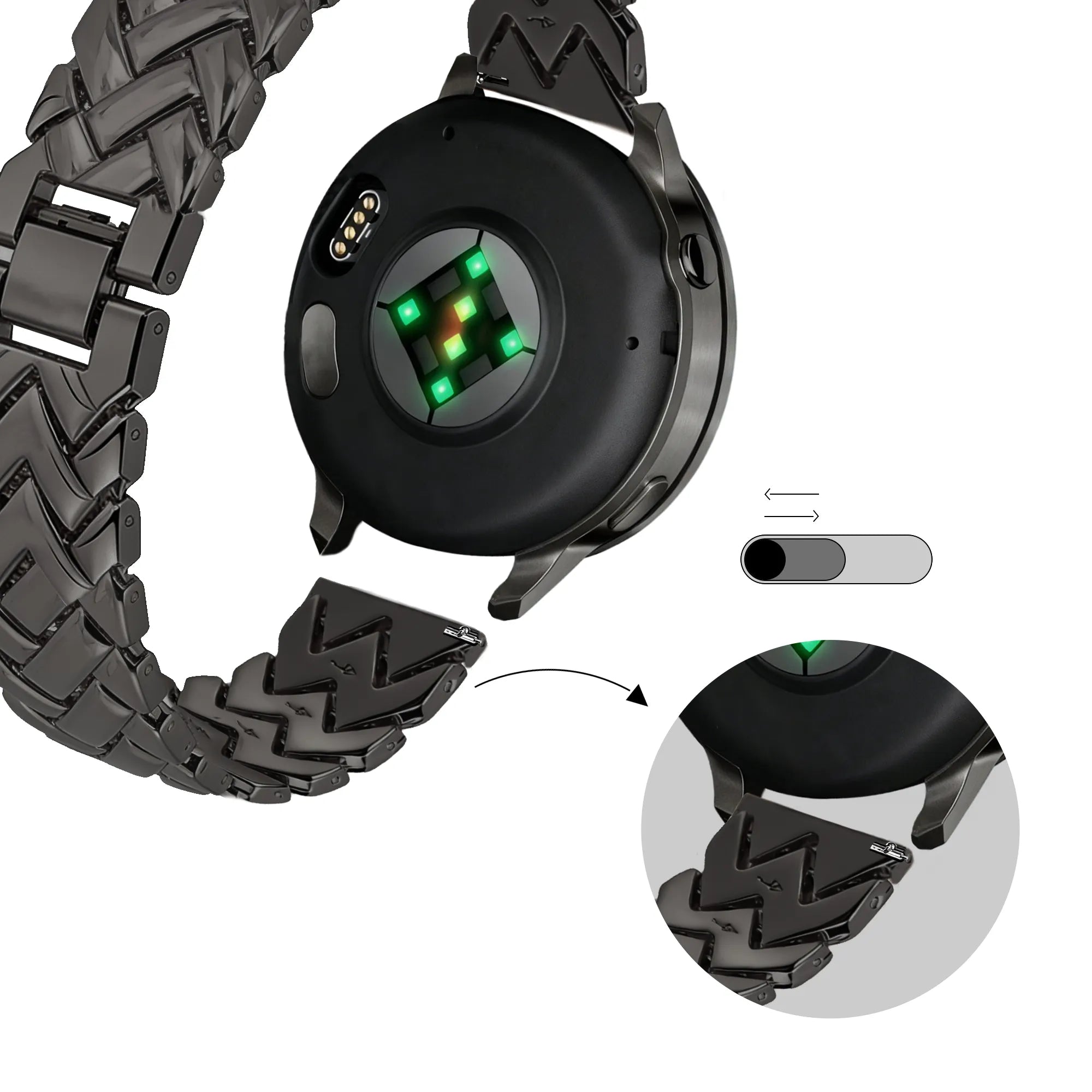 Bandz Huawei Watch GT 7 - 41mm Metal Strap 'V-Type' (Black)