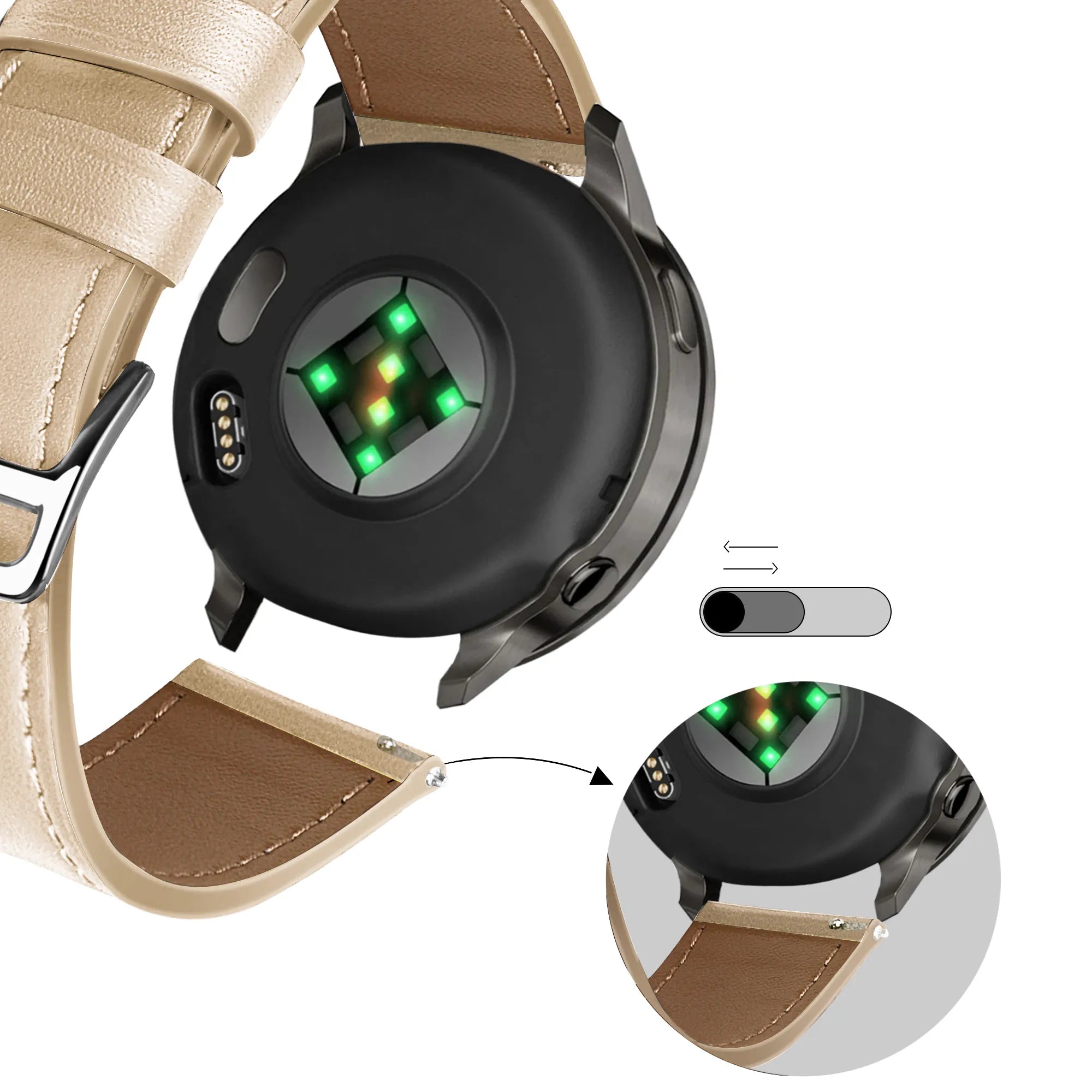 Bandz Correa cuero 'Deluxe' Garmin Venu 3s (té con leche)