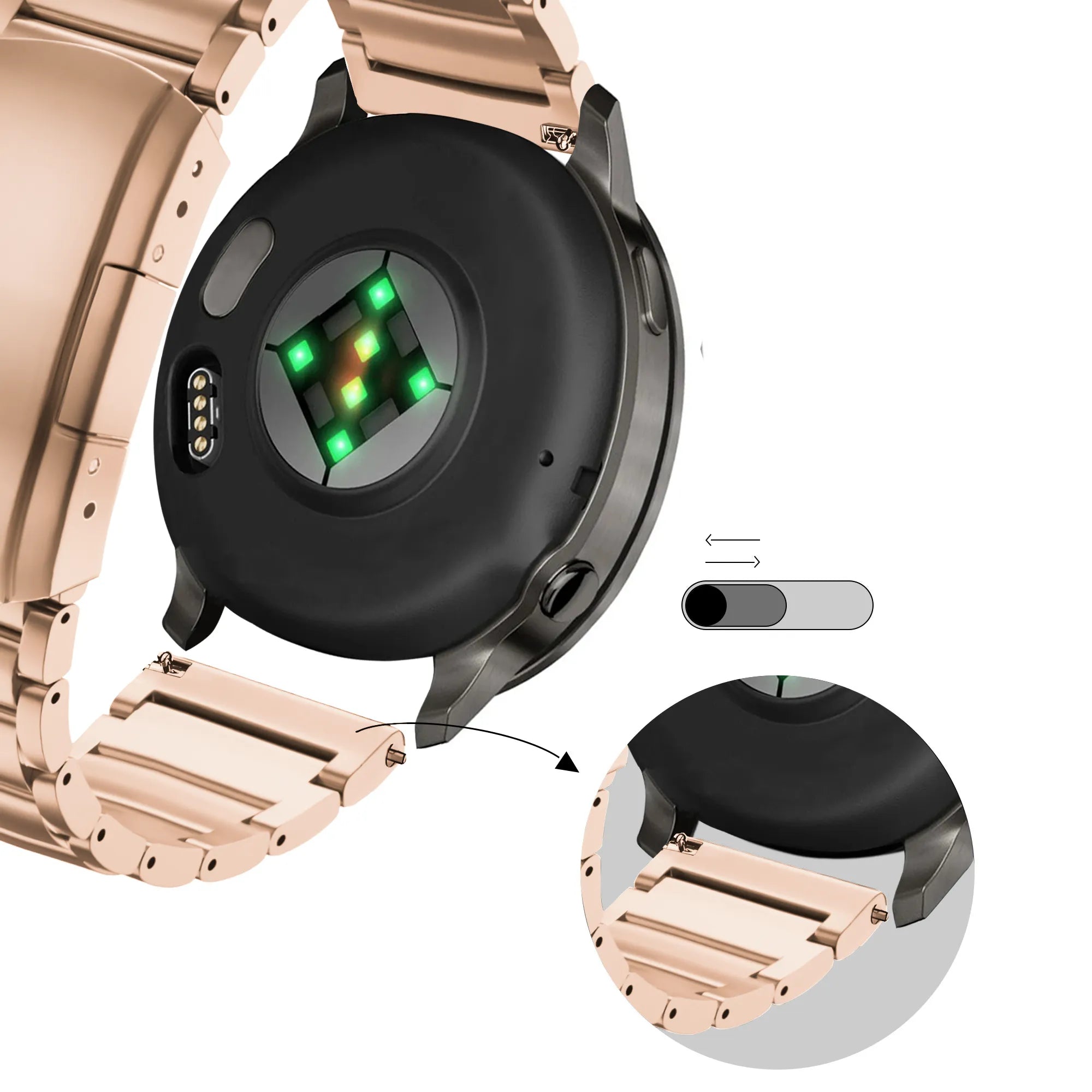Bandz Correa titanio con eslabones Garmin Approach S12 (oro rosado)