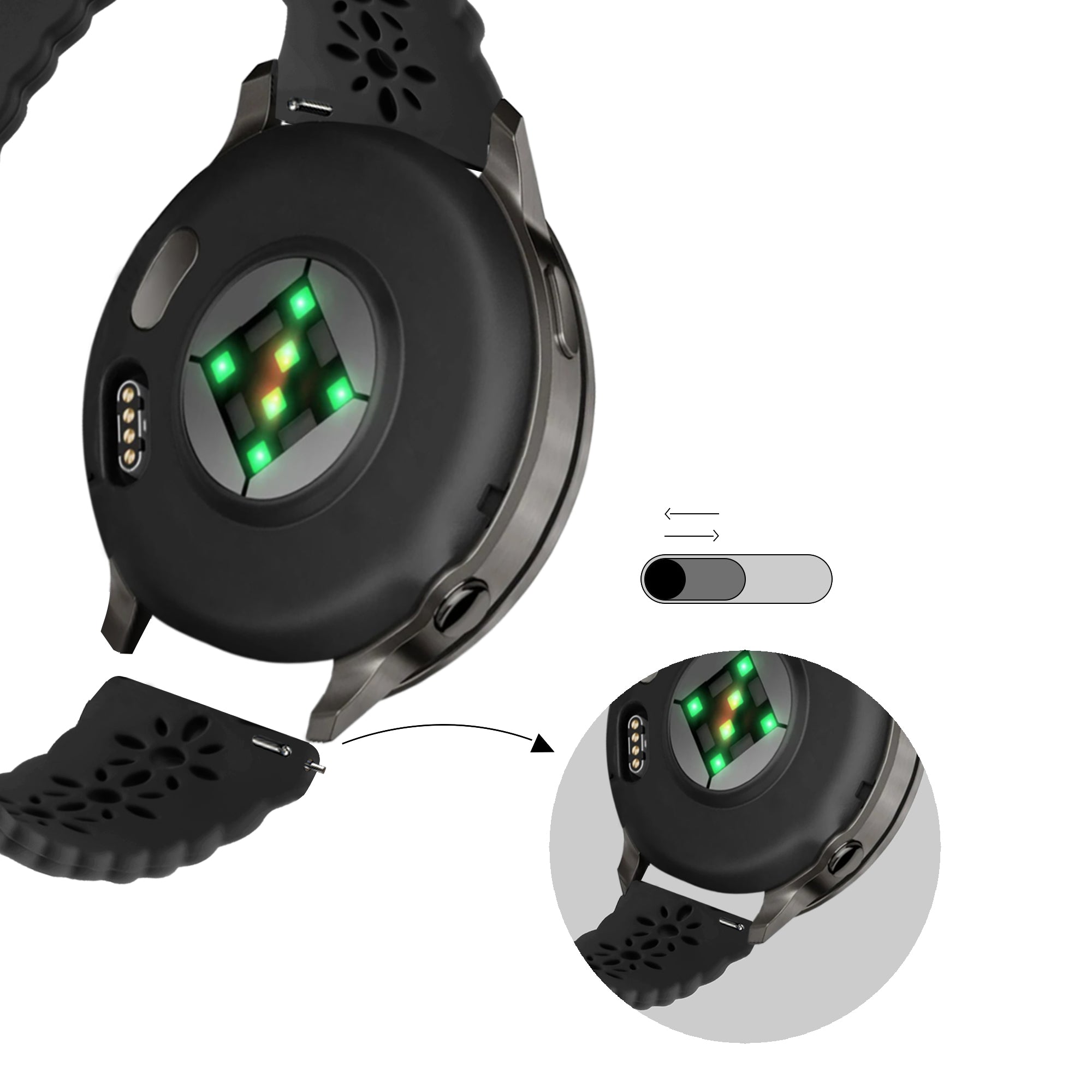 Bandz Correa silicona 'Lace' Garmin Forerunner 245 (negro)