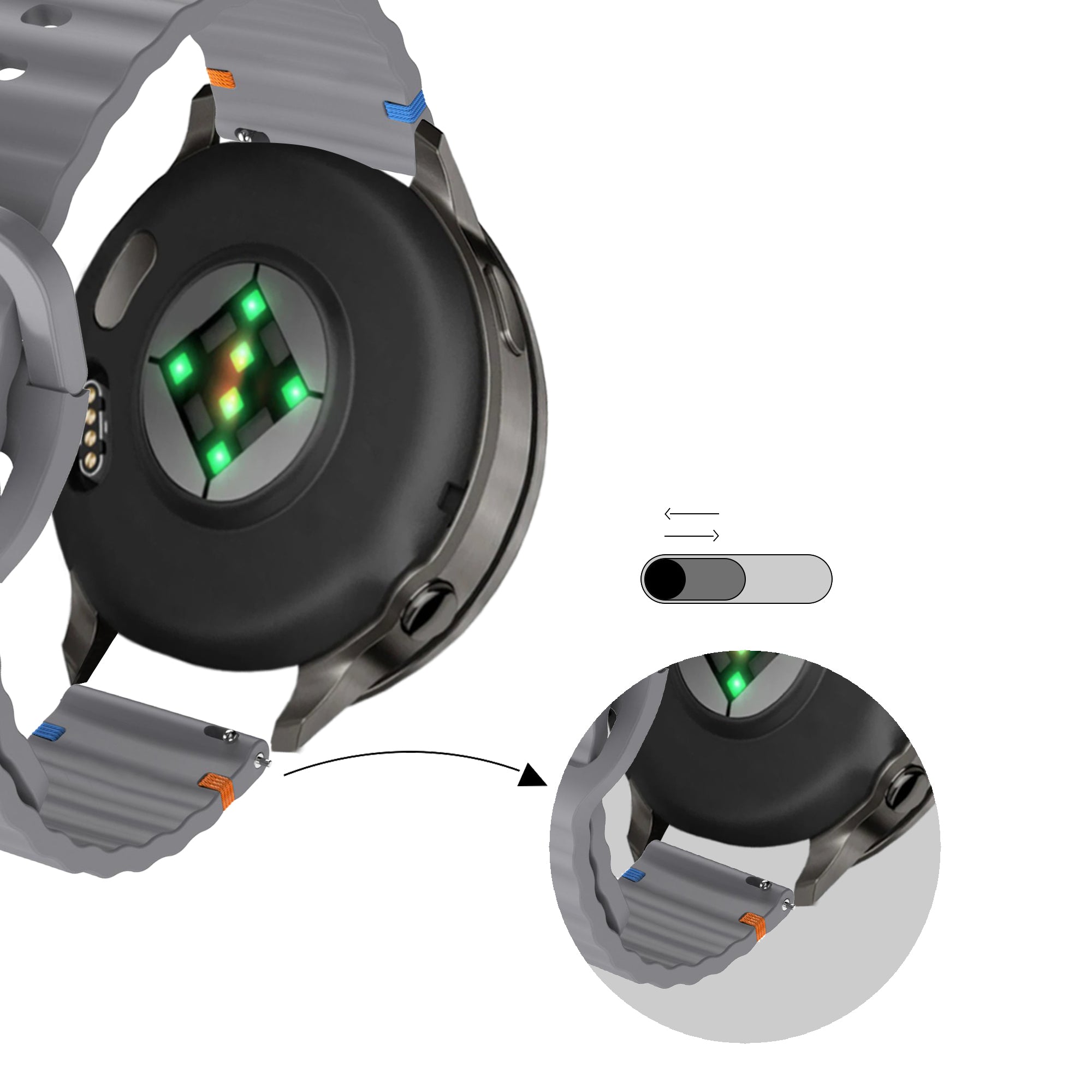 Bandz Correa silicona 'Wave' Garmin Vivoactive 6 (gris oscuro)