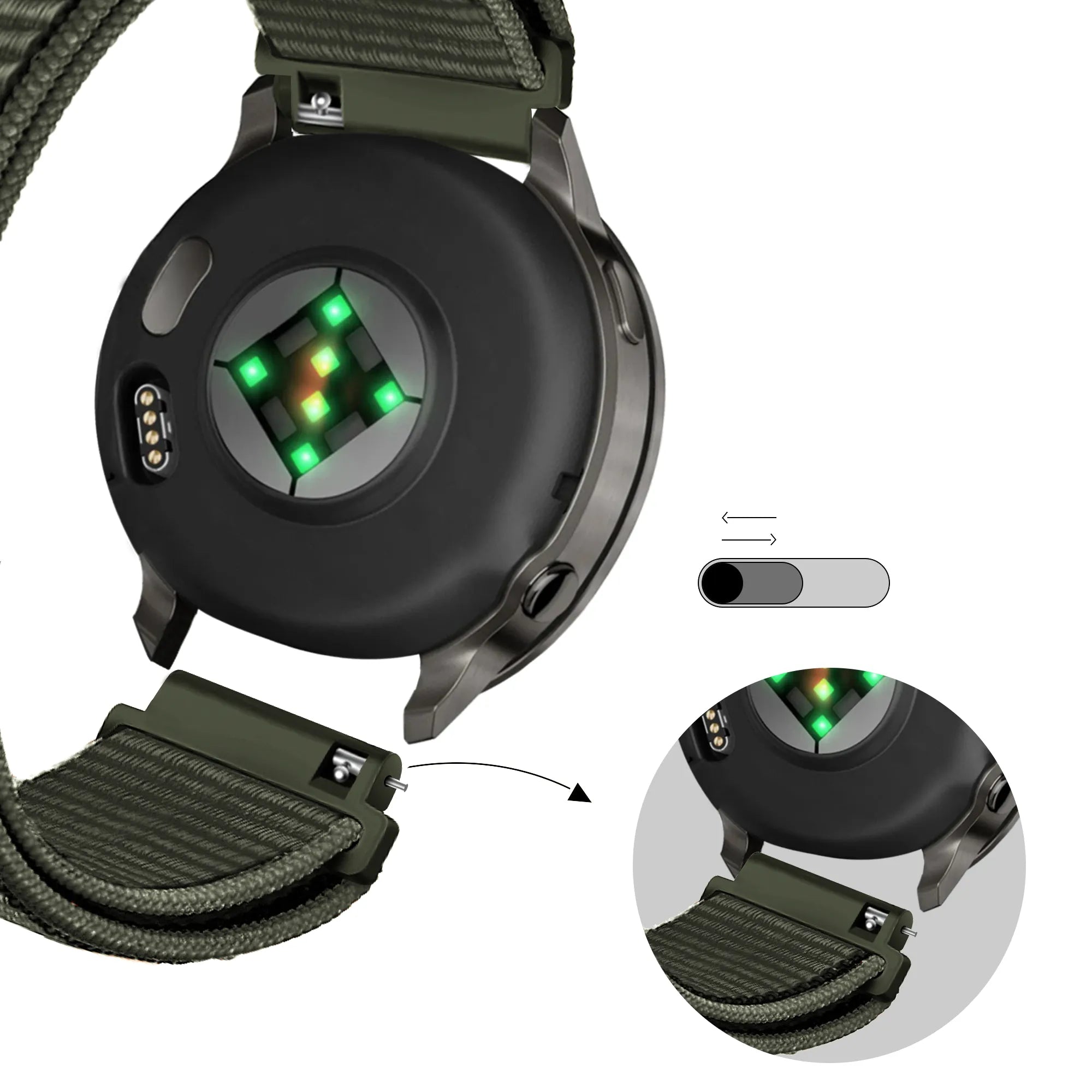 Bandz Correa nylon Loop Garmin Venu 2s (verde oscuro)