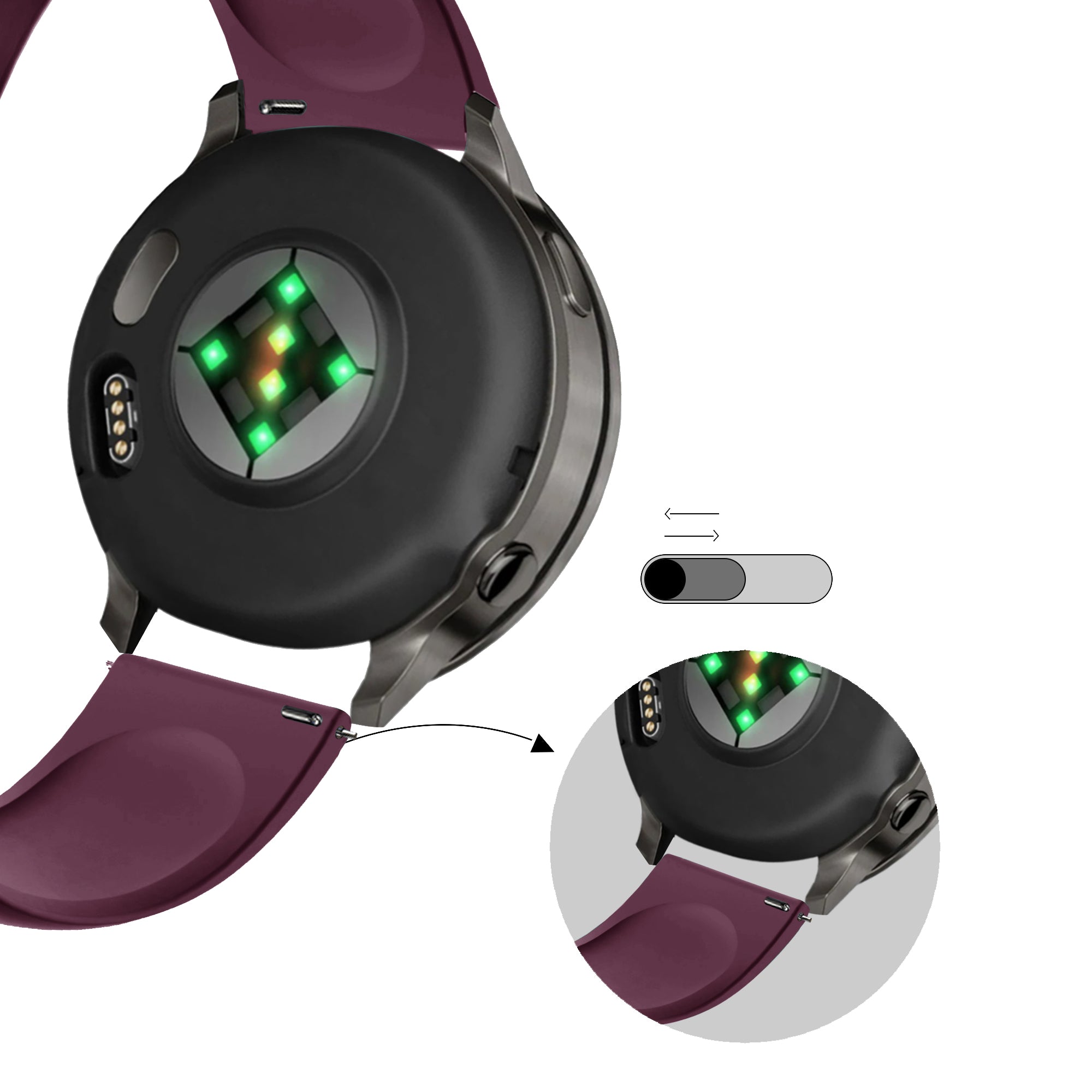 Bandz Correa deportiva 'Deluxe' Garmin Vivoactive 4s (rojo vino)