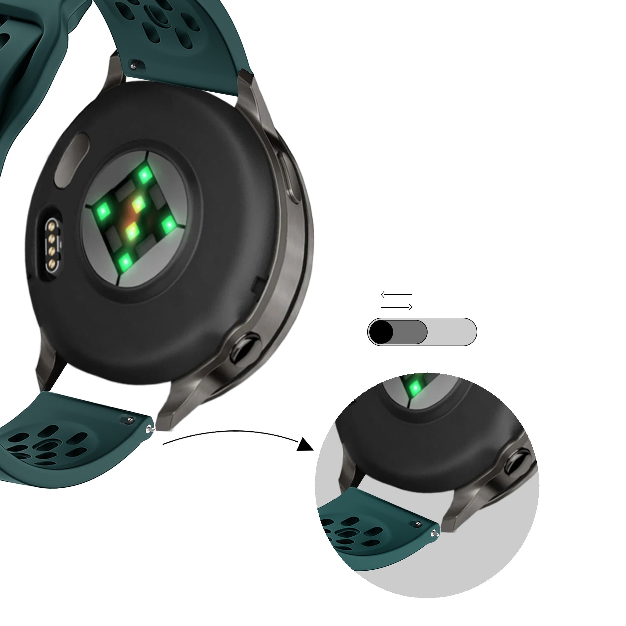 Bandz Correa silicona 'Air' Garmin Forerunner 165 (verde oscuro)