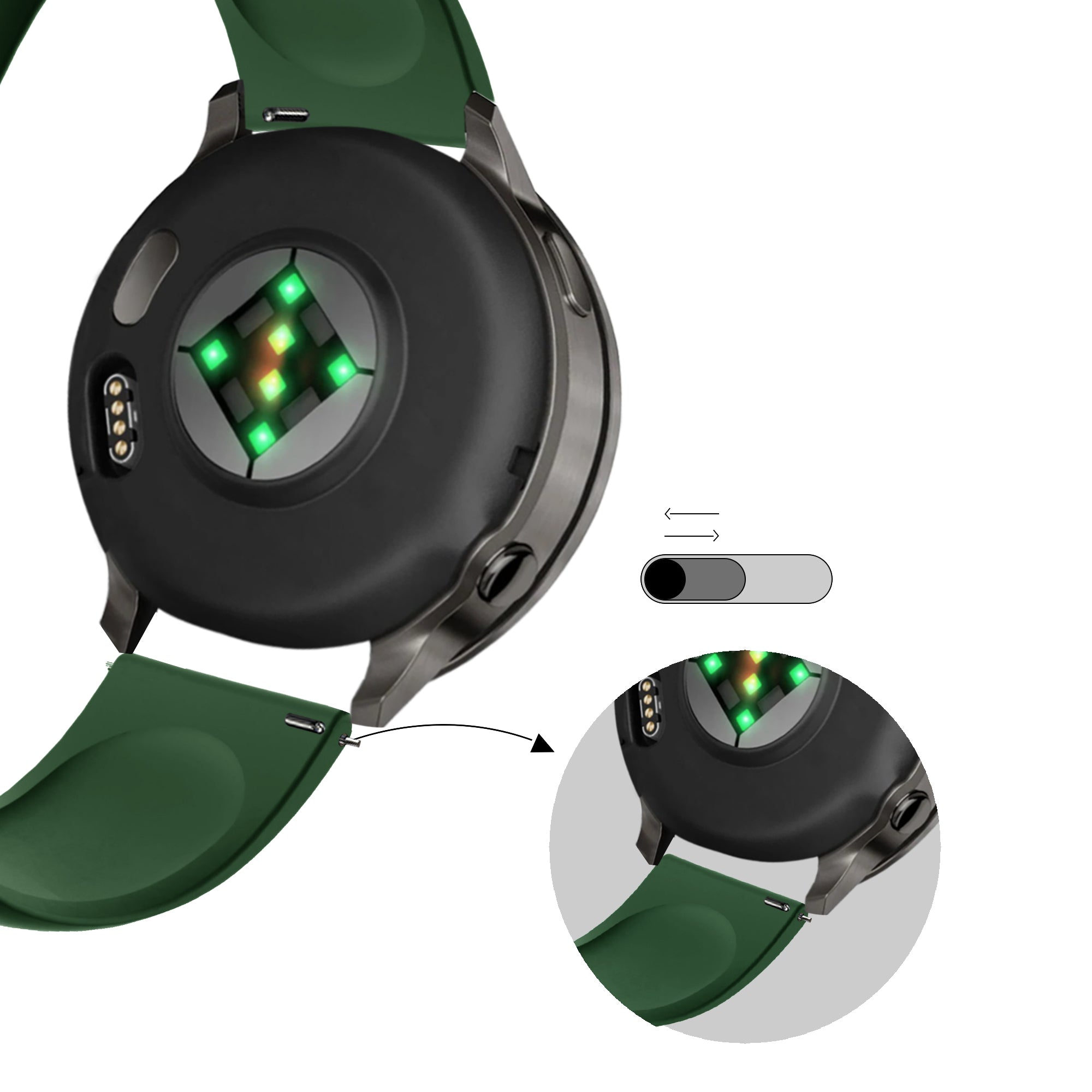 Bandz Correa deportiva 'Deluxe' Garmin Vivomove 3 (verde militar)