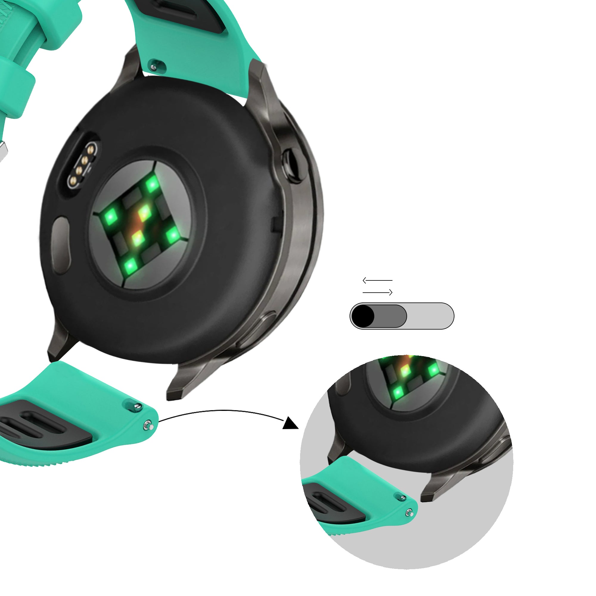 Bandz Correa deportiva con hebilla Garmin Vivomove 3s (aqua/negro)