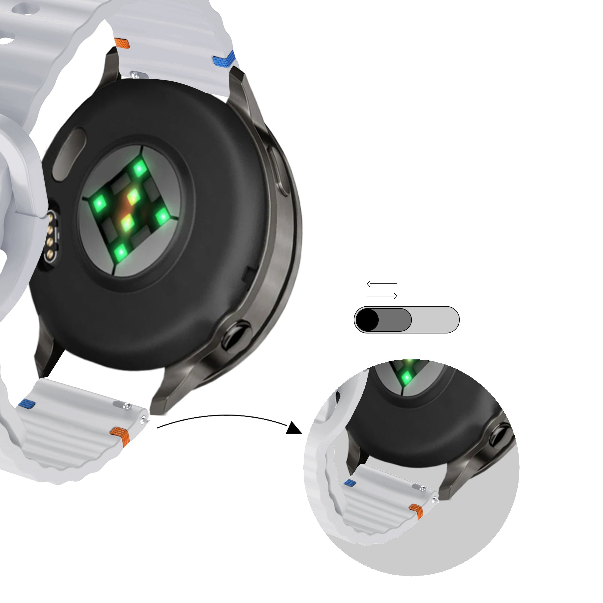 Bandz Correa silicona 'Wave' Garmin Approach S44 (gris claro)
