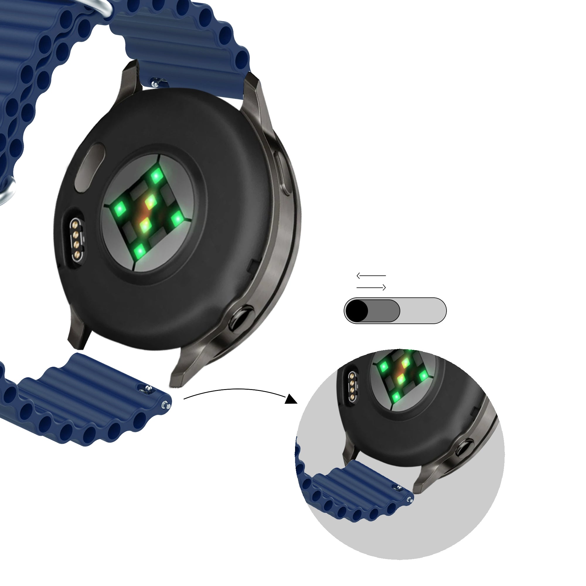 Bandz Correa Ocean 'Classic' Garmin Venu SQ (azul oscuro)