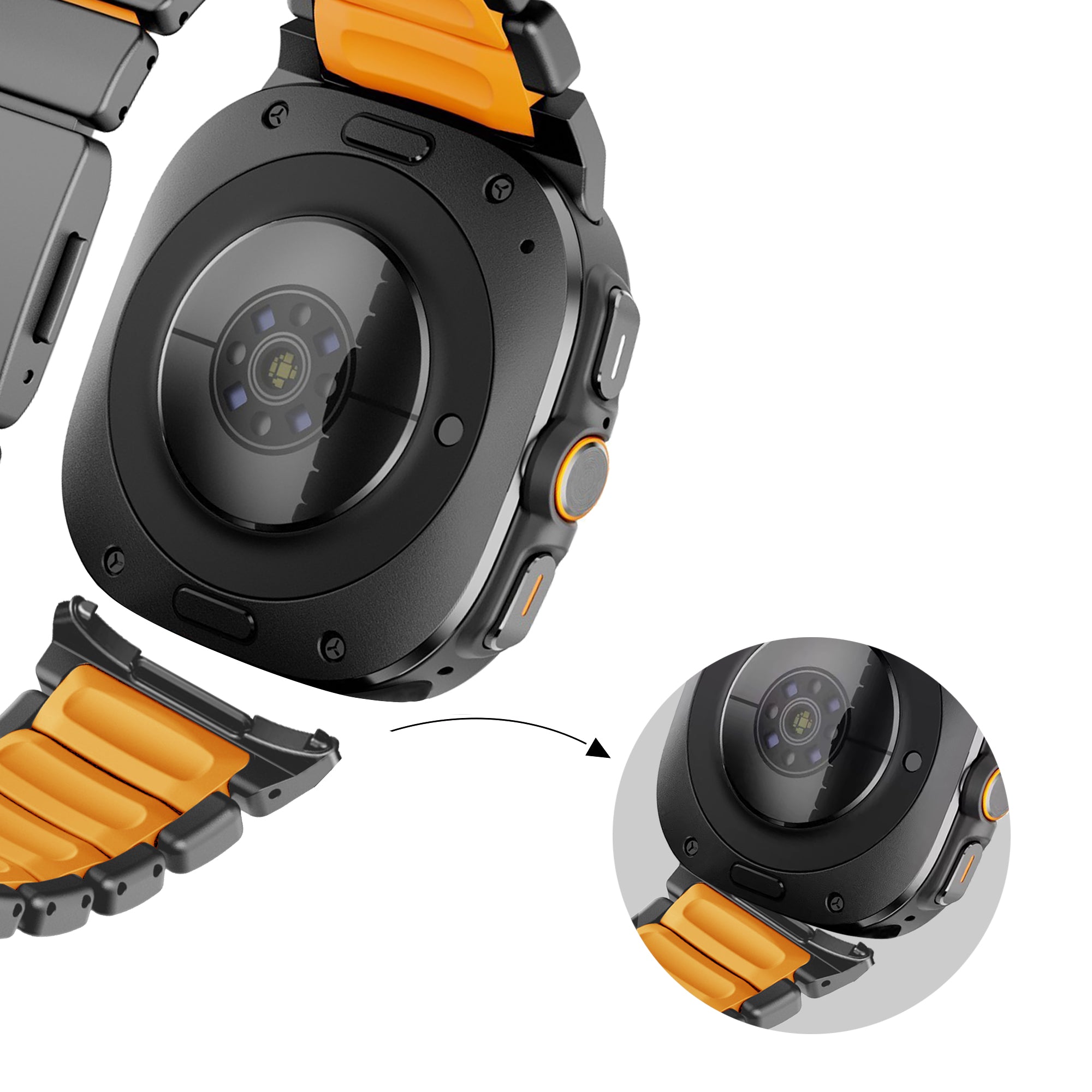Bandz Correa titanio 'Hybrid' Samsung Galaxy Watch Ultra 2 (negro/naranja)