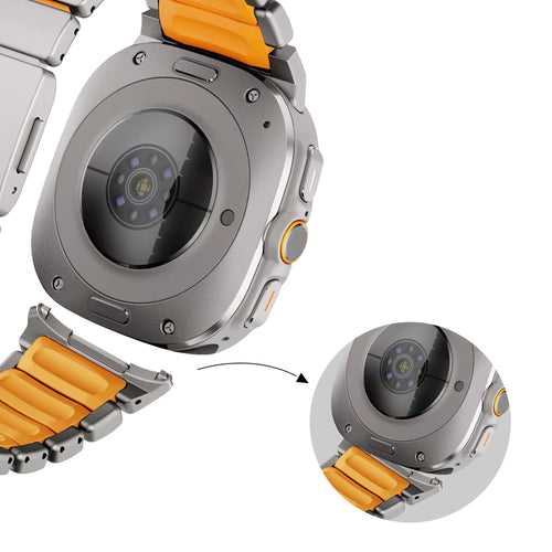 Bandz Samsung Galaxy Watch Ultra Titanium Strap 'Hybrid' (Titanium/Orange)