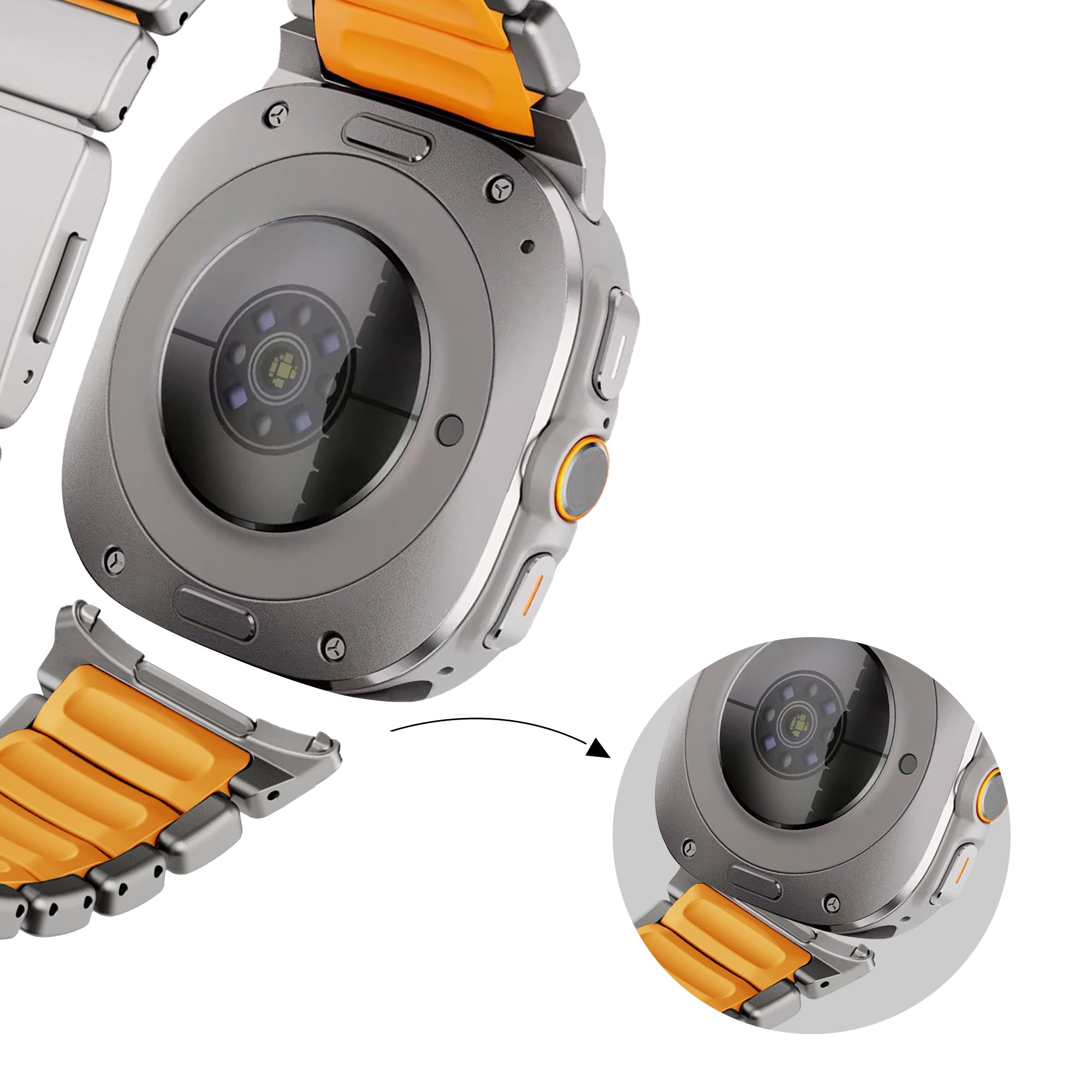 Bandz Correa titanio 'Hybrid' Samsung Galaxy Watch Ultra 2 (titanio/naranja)