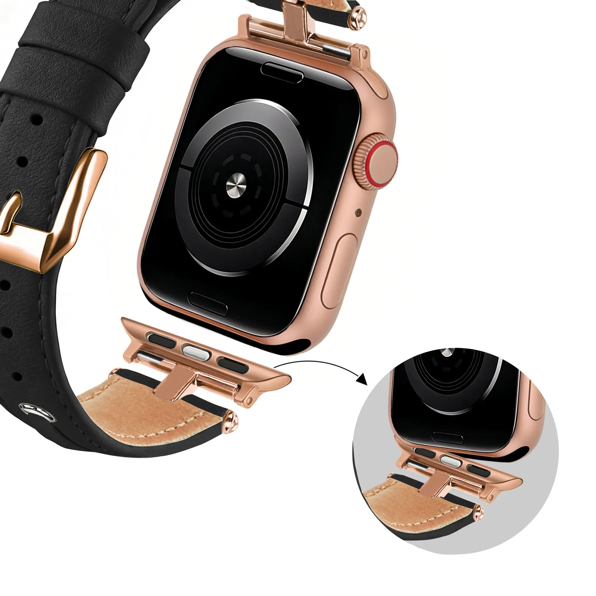 Bandz Correa cuero 'T-belt' Apple Watch (negro)