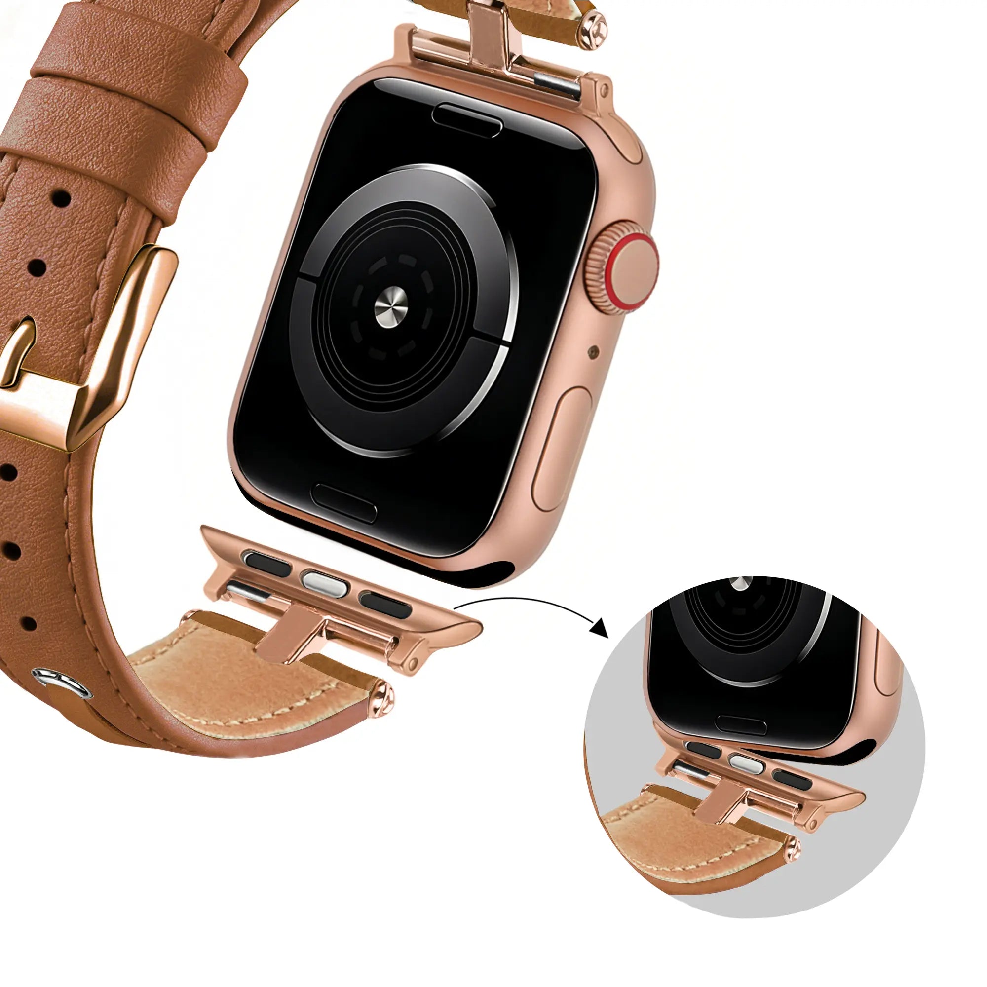 Bandz Correa cuero 'T-belt' Apple Watch (marrón)