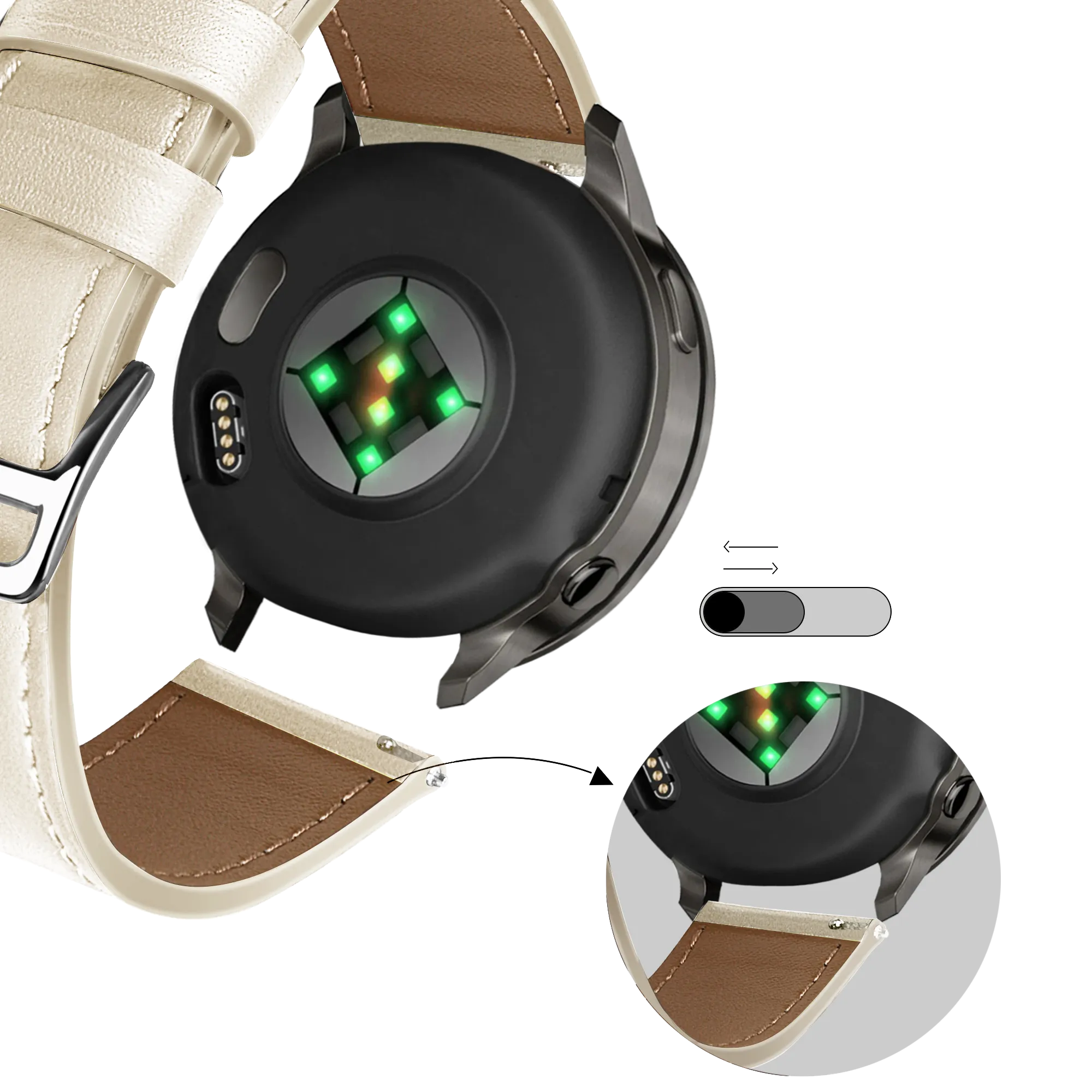 Bandz Correa cuero 'Deluxe' Garmin Forerunner 245 (beige)