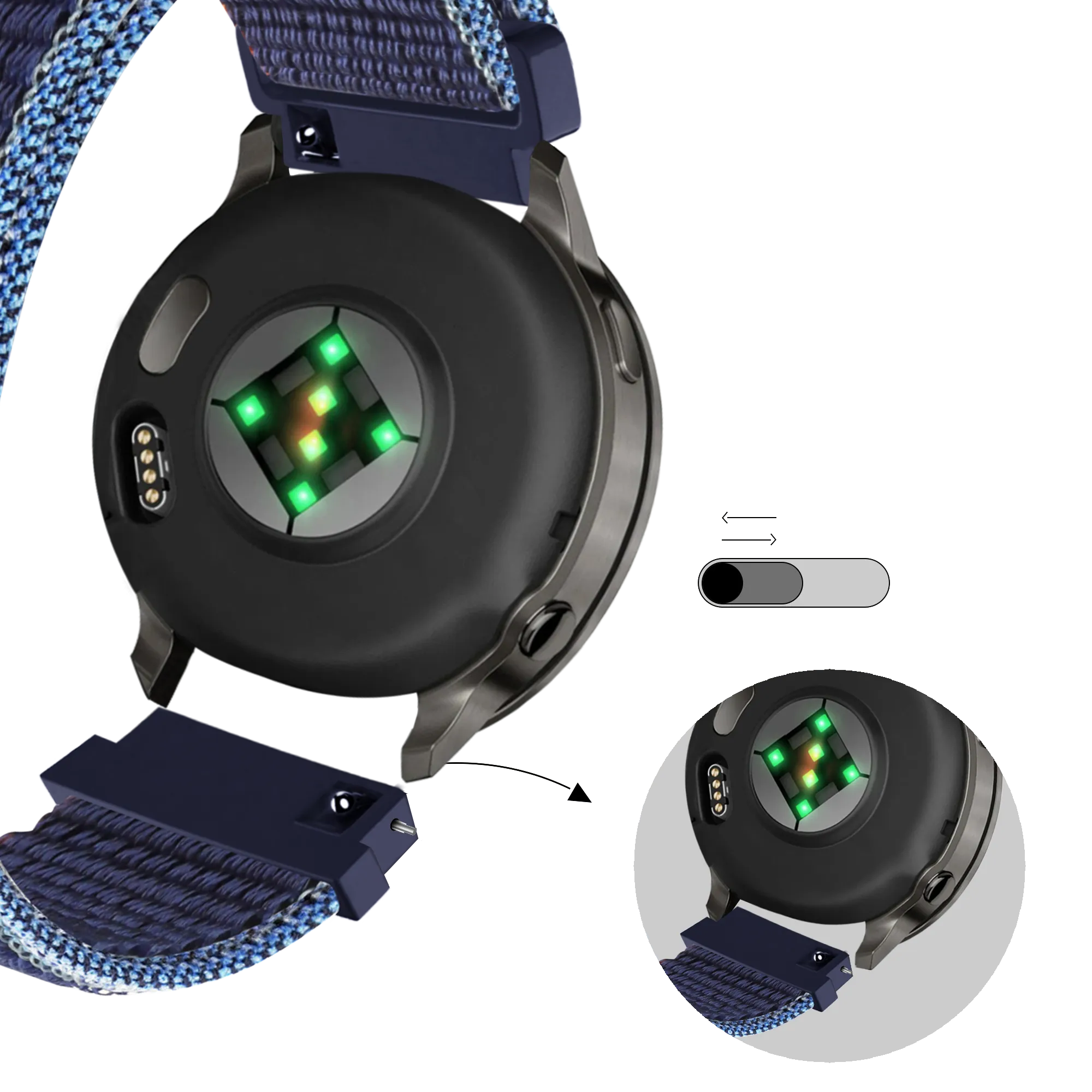 Bandz Correa nylon Loop Garmin Approach S42 (azul oscuro mix)