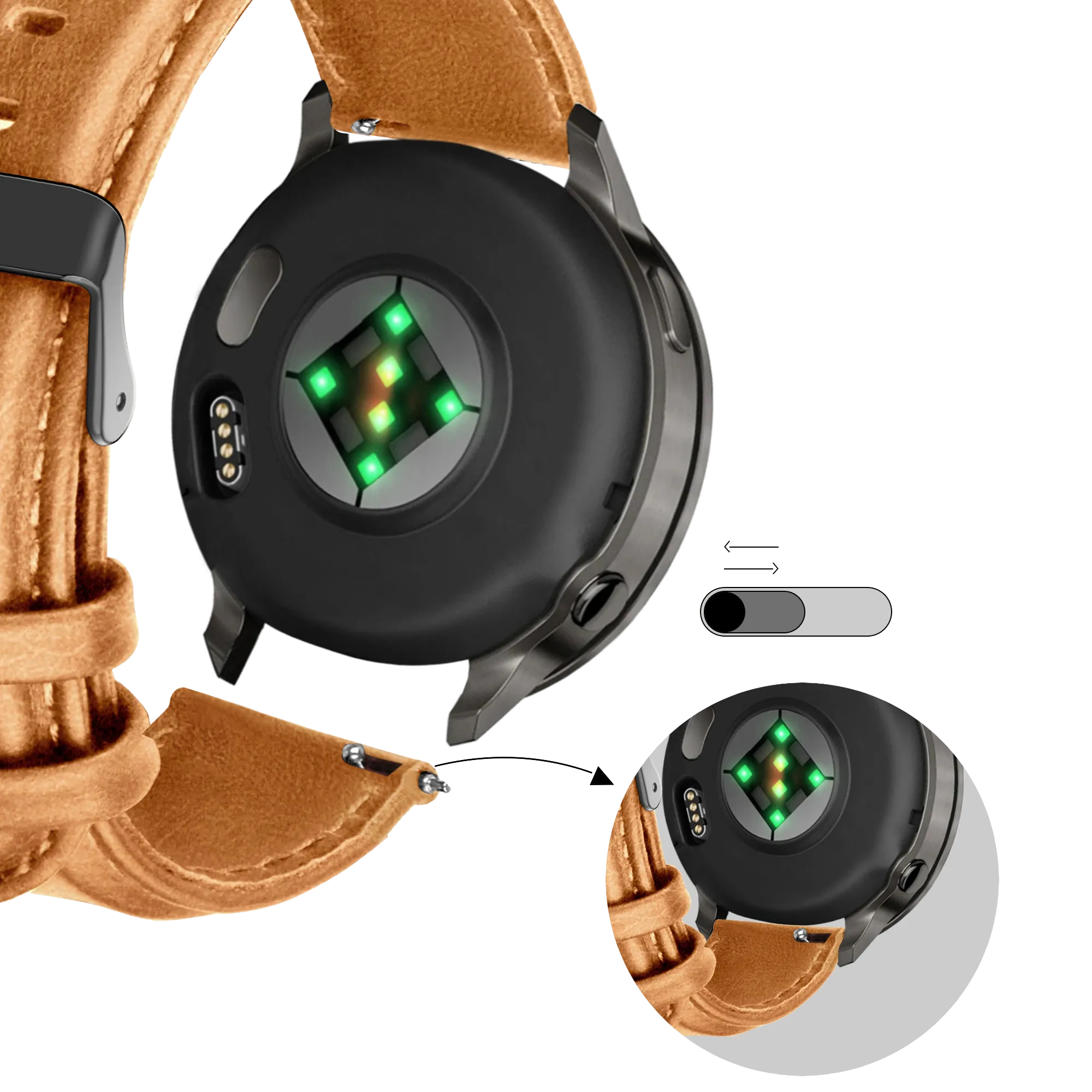 Bandz Garmin Vivomove Trend Leather Strap 'Classic' (Brown)