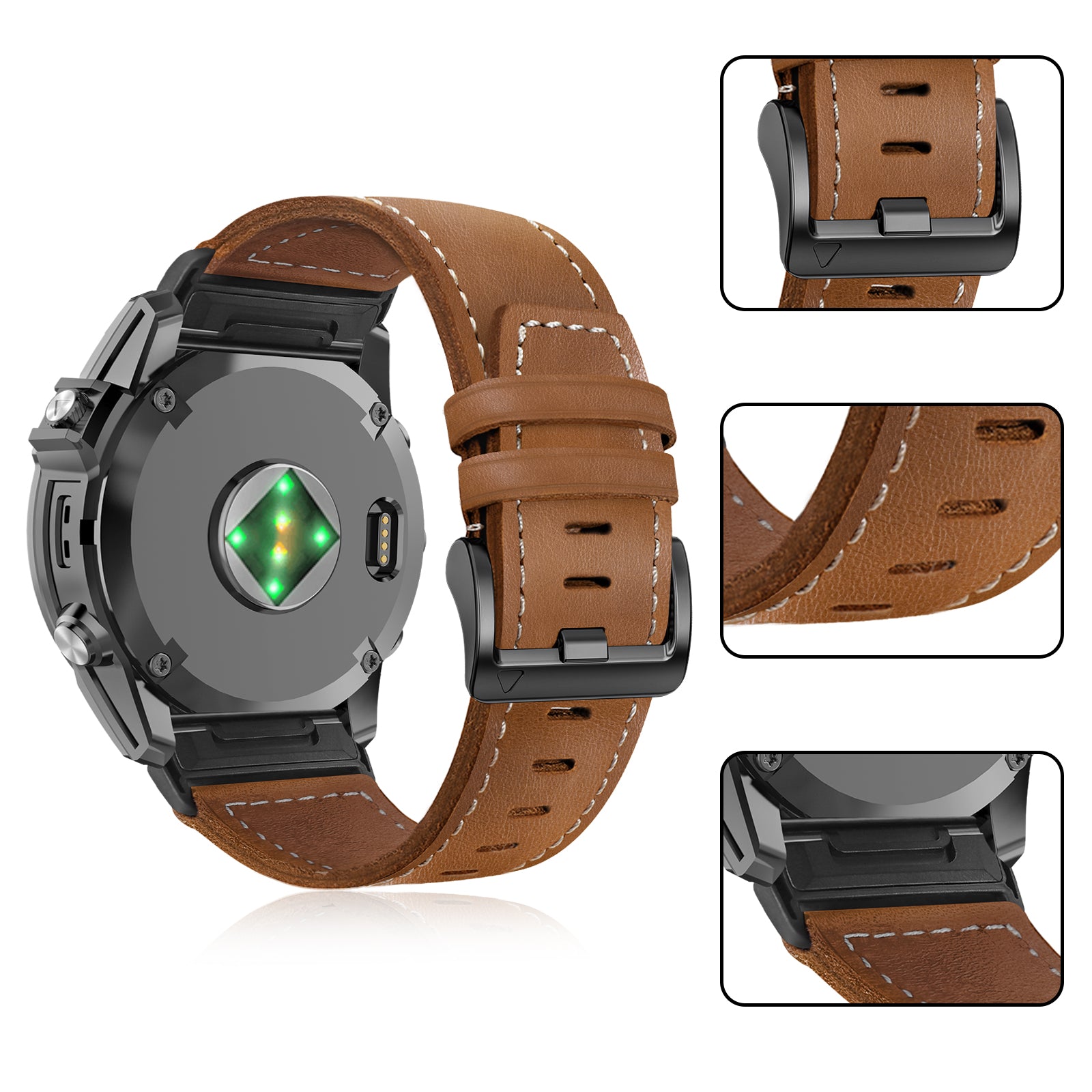 Correa cuero 'Premium' Garmin Fenix 5x / 6x ( marrón)