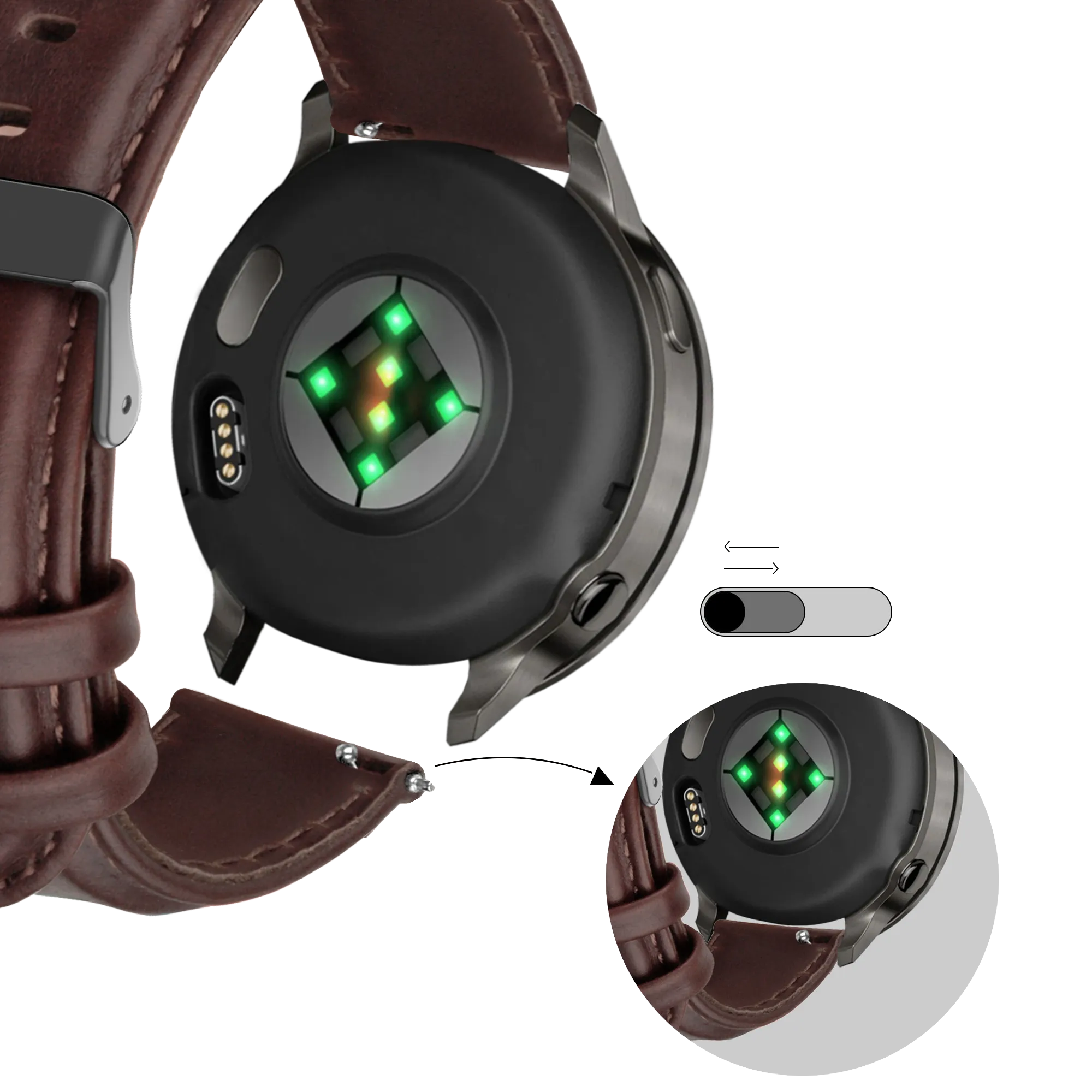 Bandz Correa cuero 'Classic' Garmin Forerunner 55 (marrón oscuro)