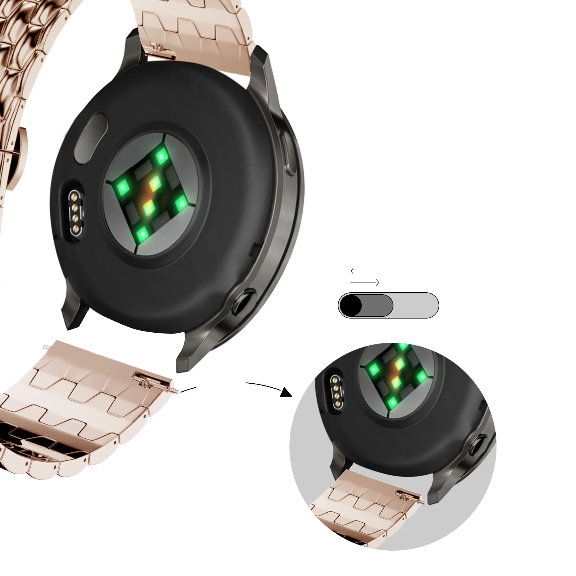 Bandz Correa acero 'Dragon' Garmin Approach J1 (rosado dorado)