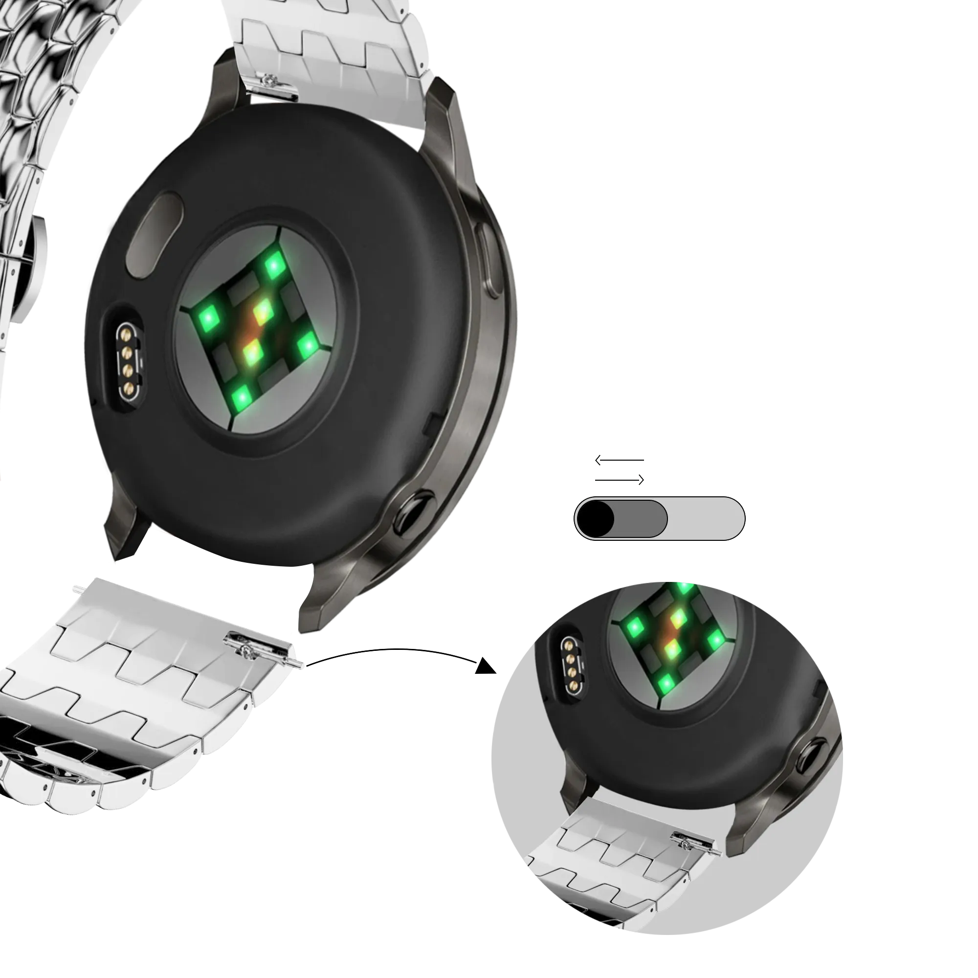 Bandz Correa acero 'Dragon' Garmin Approach J1 (plateado)