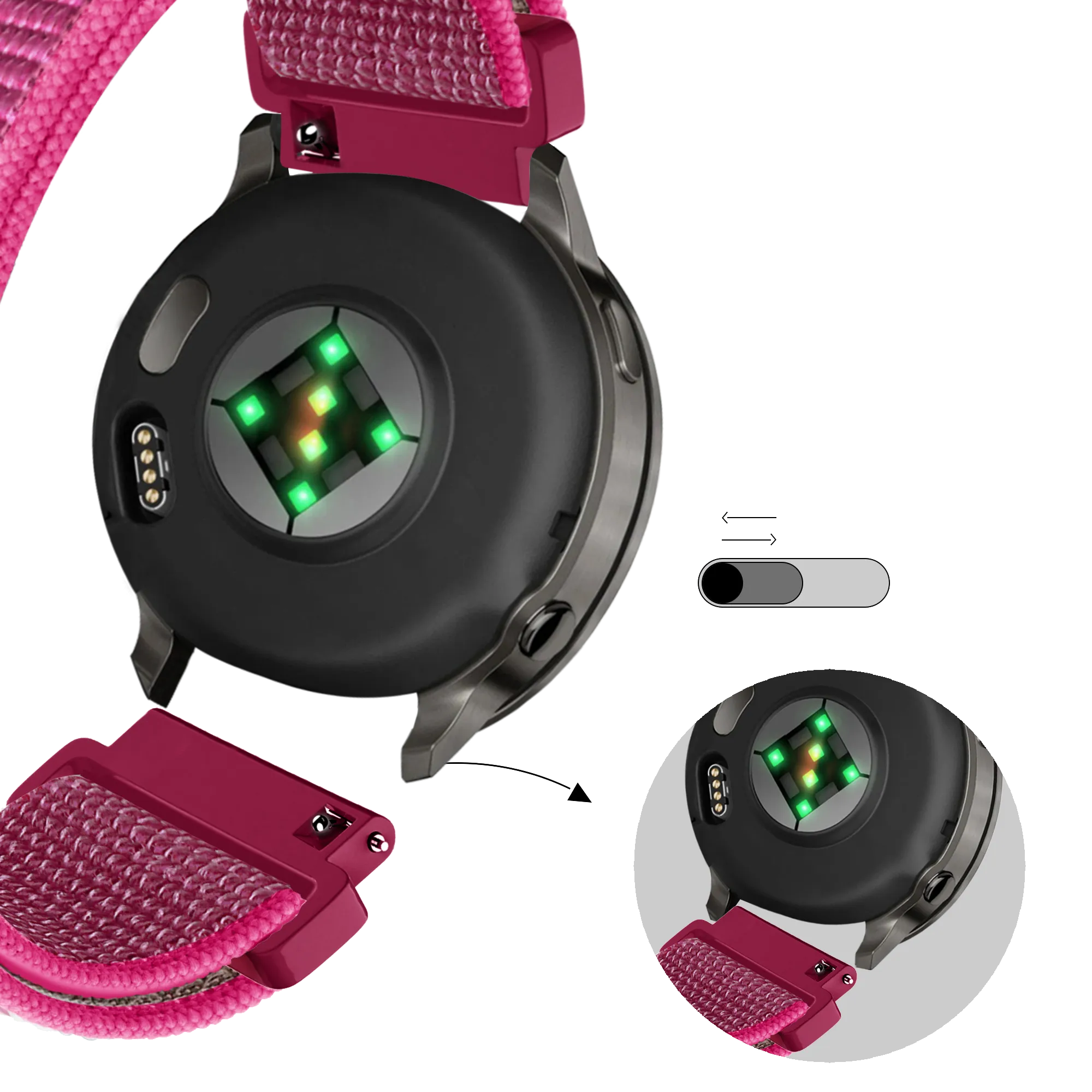 Bandz Correa nylon Loop Garmin Forerunner 265s (fruta del dragón)