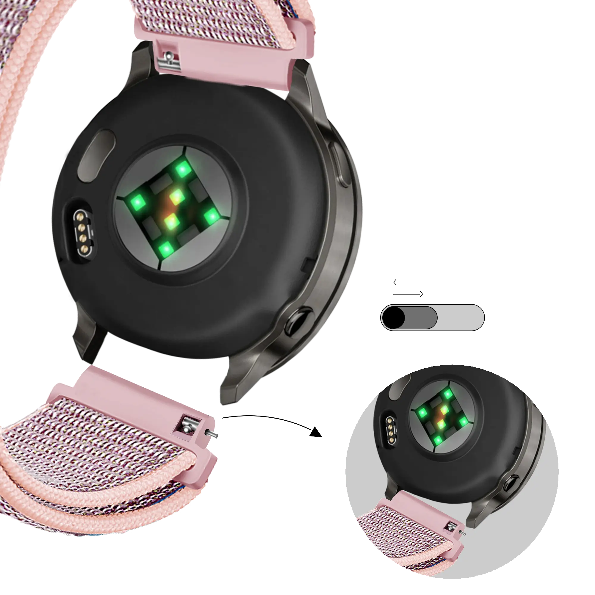 Bandz Correa nylon Loop Garmin Forerunner 265s (rosa arena)