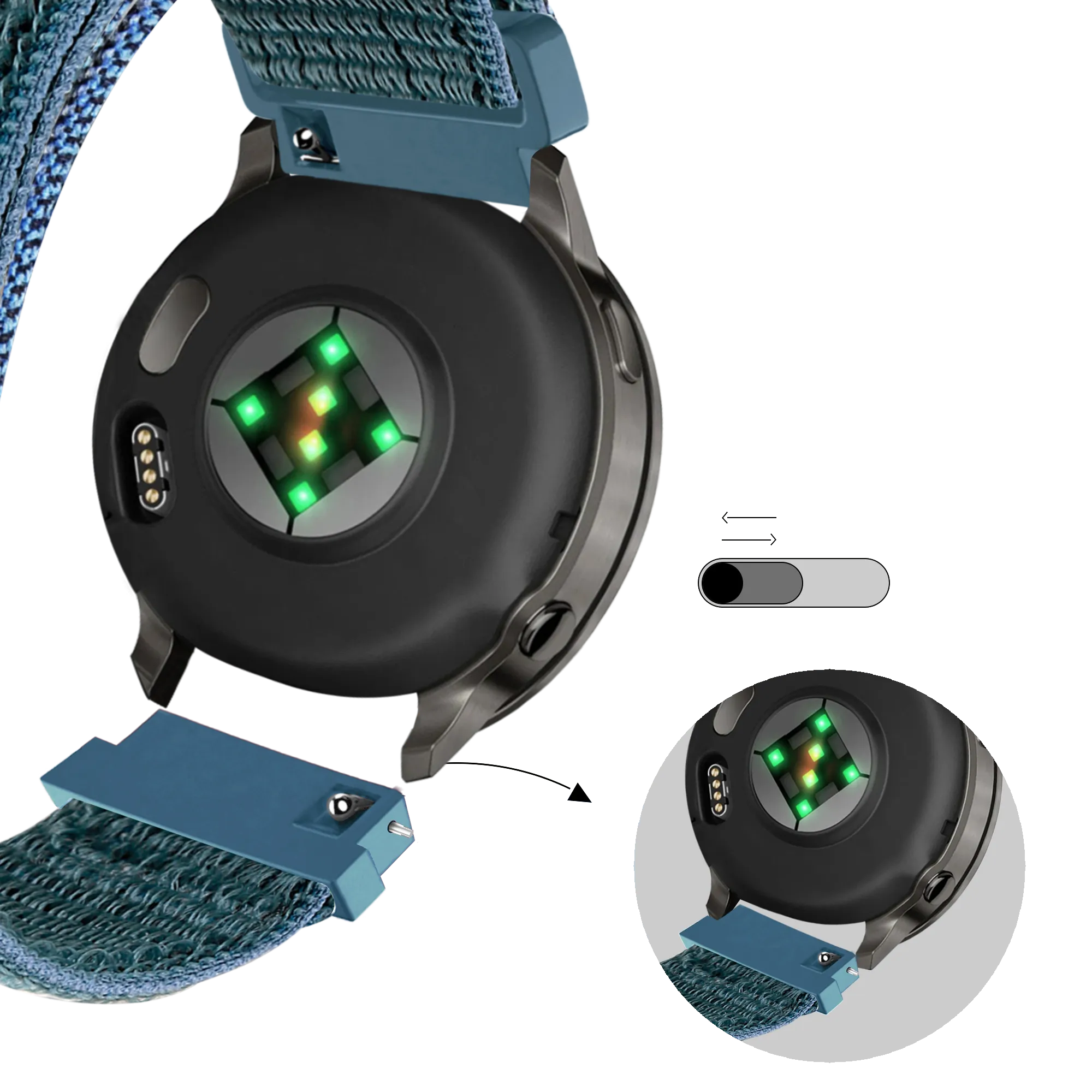 Bandz Correa nylon Loop Garmin Forerunner 265s (verde-gris)