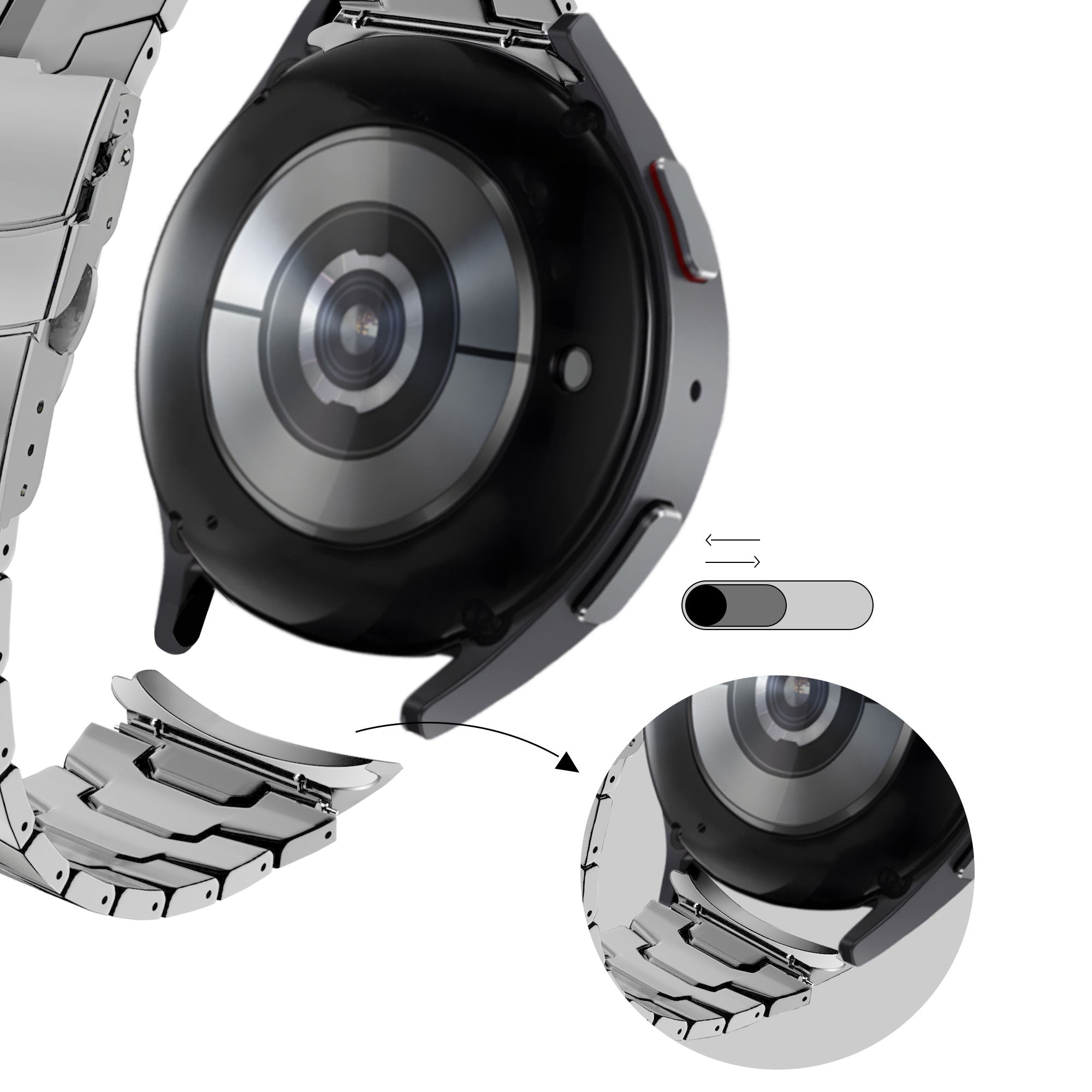 Bandz Samsung Galaxy Watch 4 44mm Steel Strap 'Iron' (Silver)