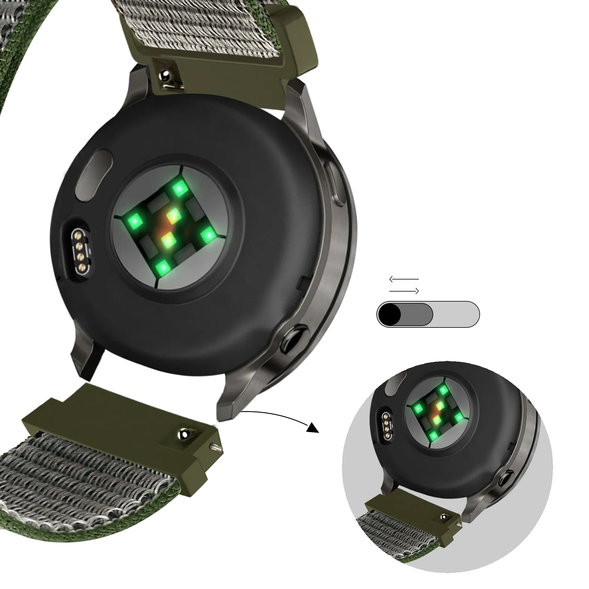 Bandz Garmin Venu SQ 2 Nylon Loop Strap (Olive Green)
