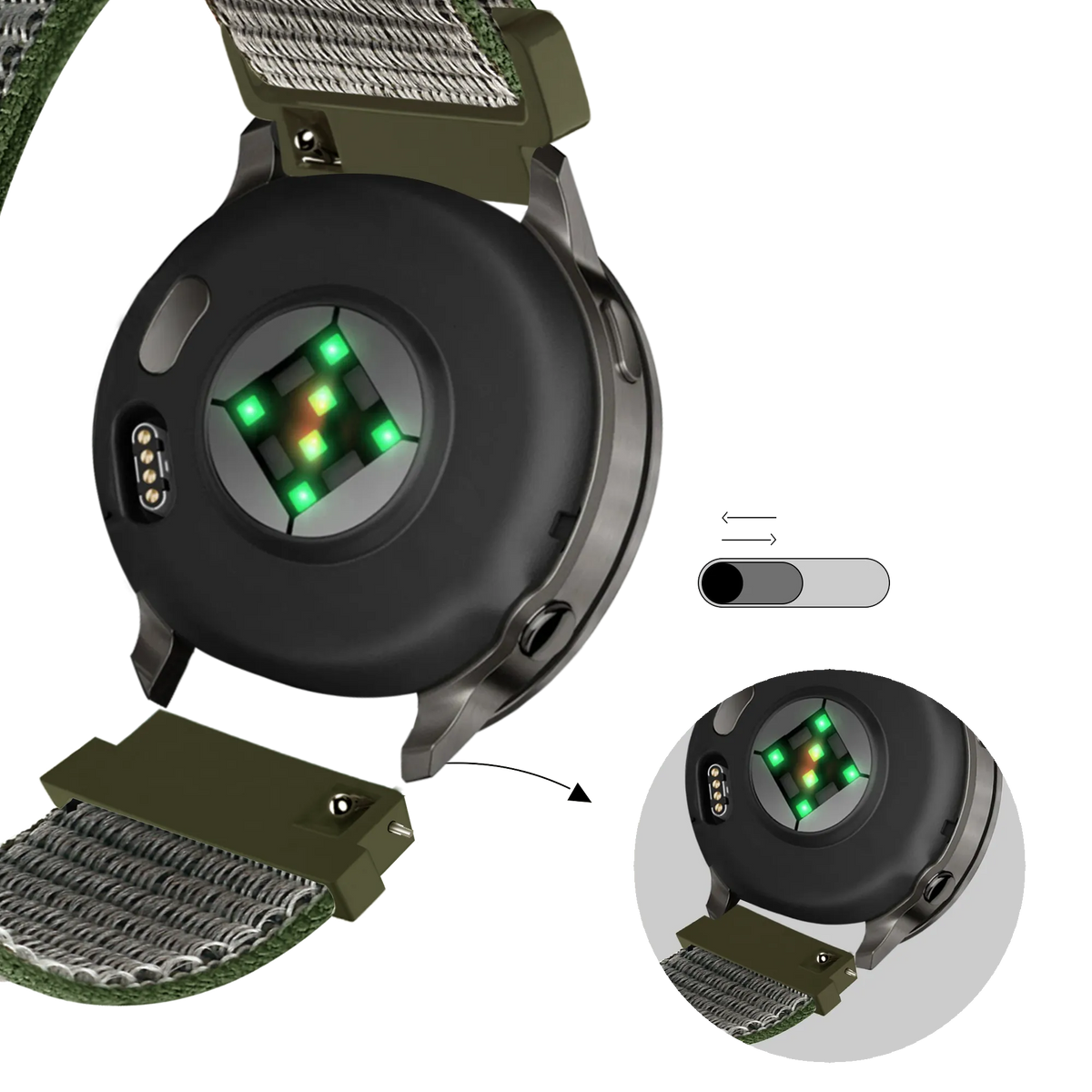 Bandz Garmin Venu Nylon Loop Strap (Olive Green)