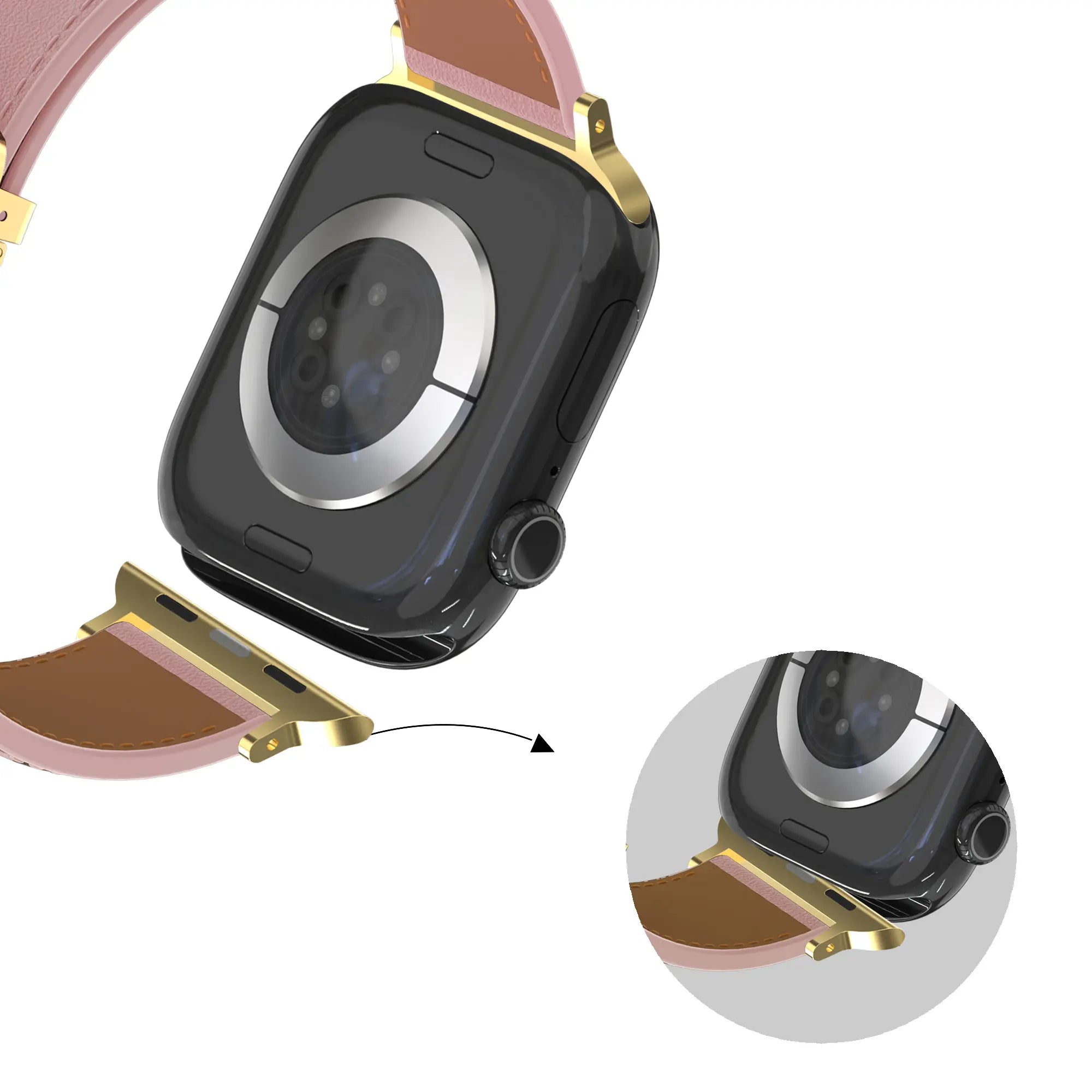 Bandz Correa cuero 'D-Type' Apple Watch (rosa)