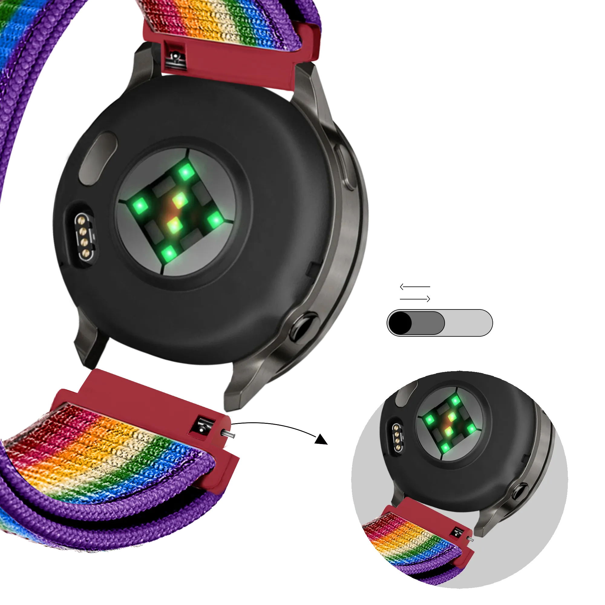 Bandz Correa nylon Loop Garmin Approach J1 (arcoíris)