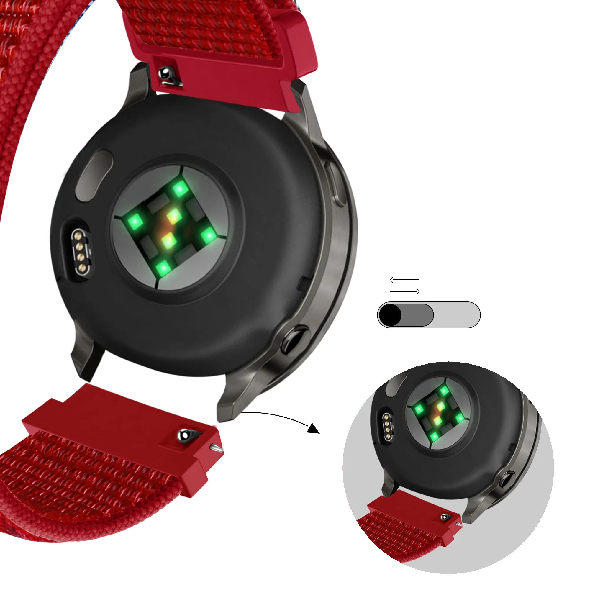 Bandz Correa nylon Loop Garmin Vivoactive 6 (rojo)