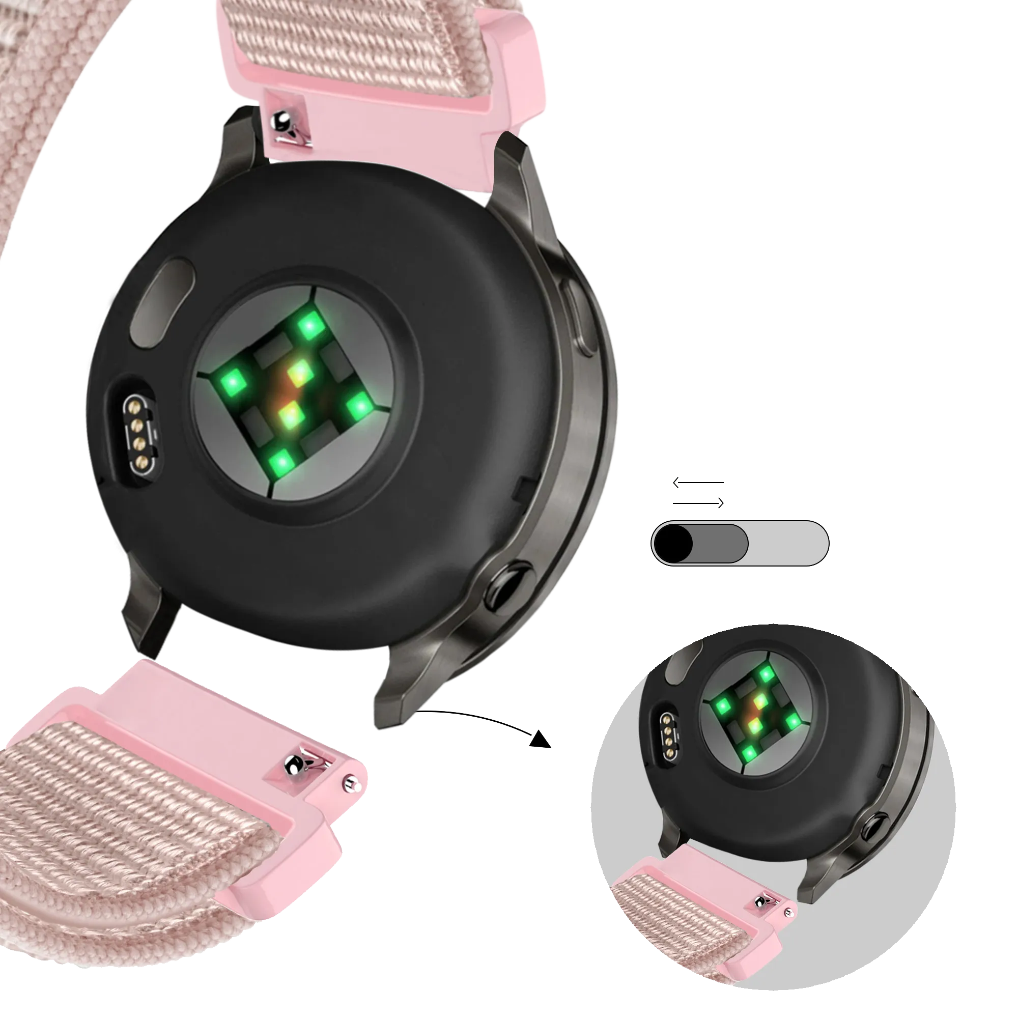Bandz Correa nylon Loop Garmin Venu 2s (rosa dorado)