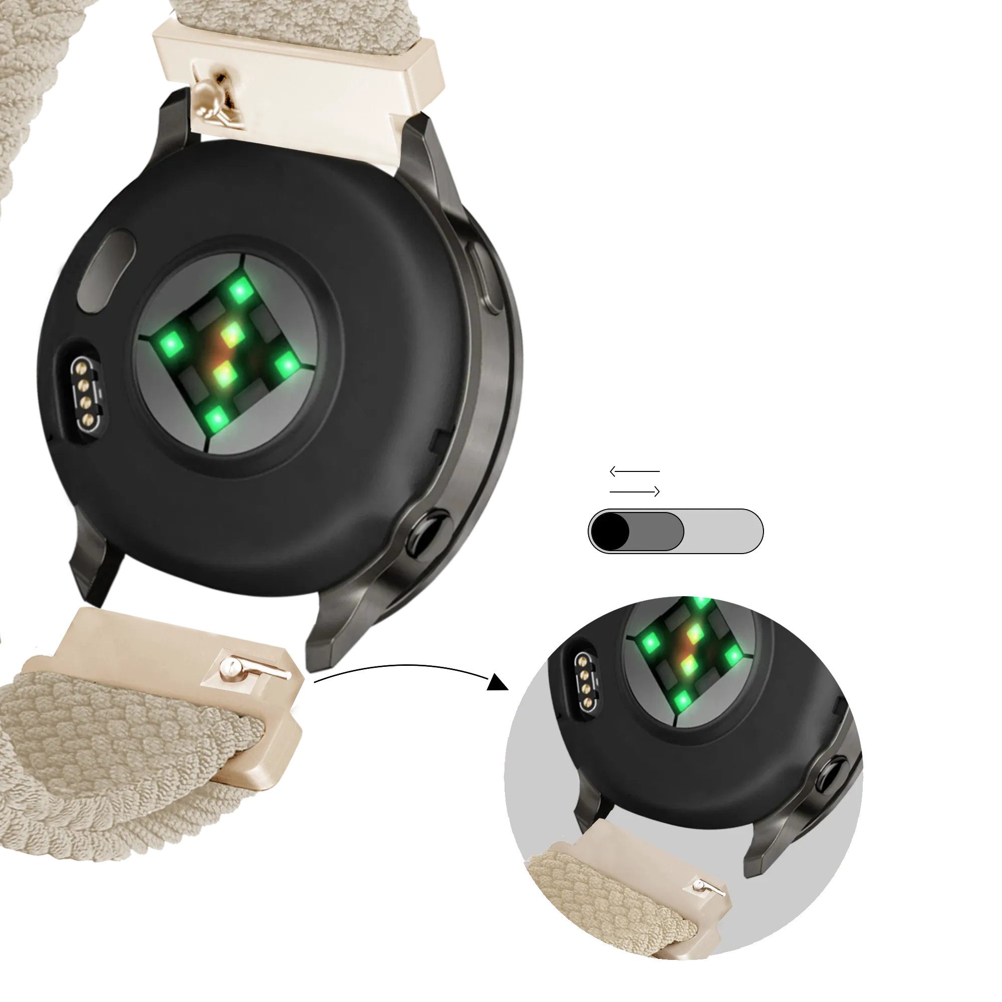 Bandz Correa trenzada ajustable Garmin Venu 2s (blanco estrella)