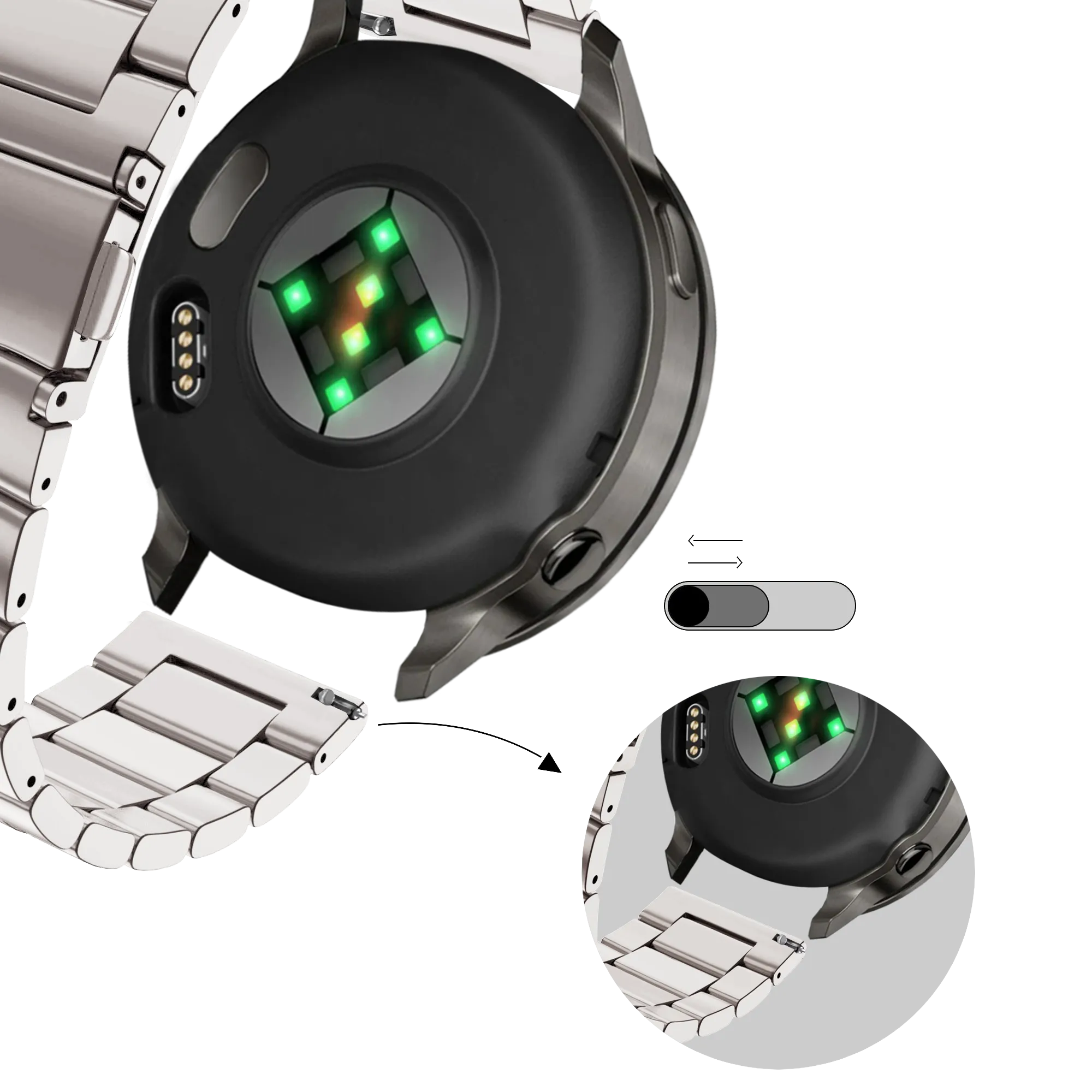 Bandz Correa acero 'Classic' Garmin Forerunner 265s (blanco estrella)
